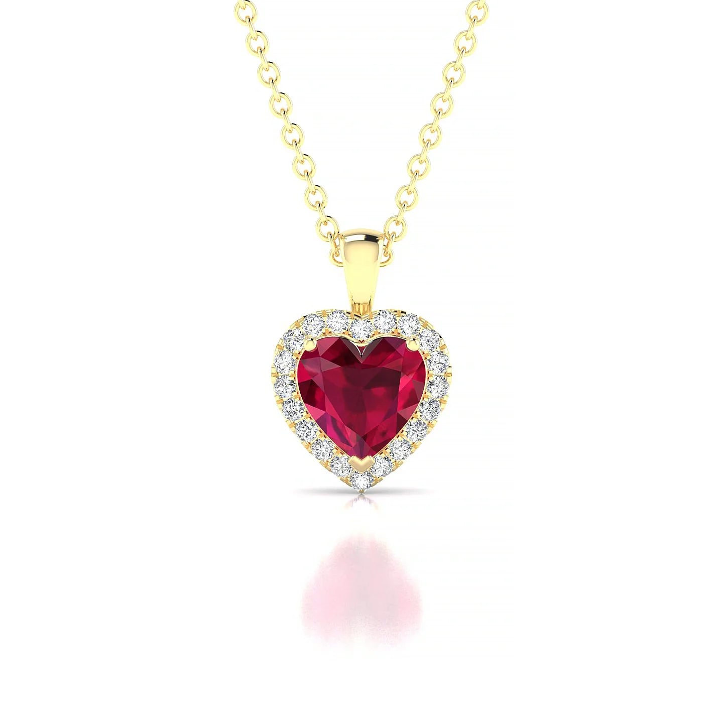 Solar | 18k Yellow Gold 5.5 mm Heart Ruby Pendant