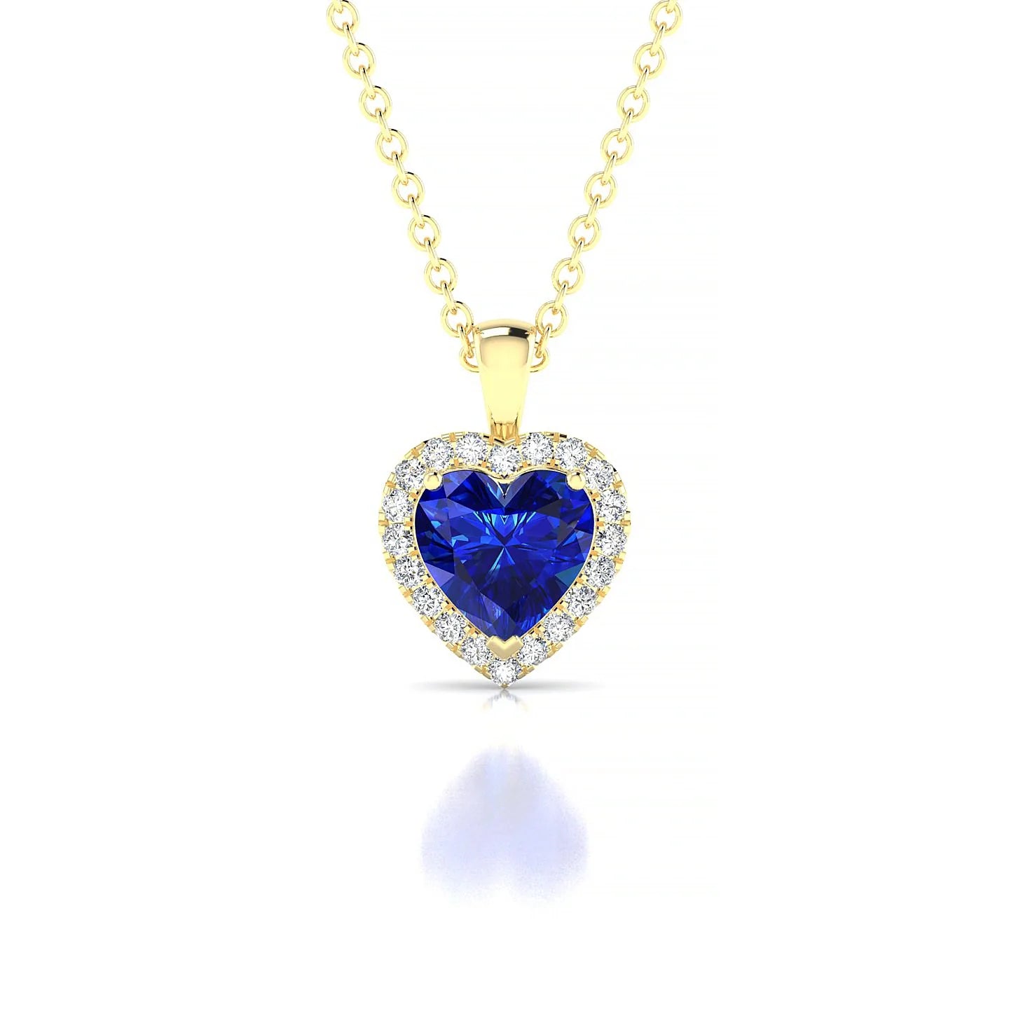 Solar | 18k Yellow Gold 5.5 mm Heart Sapphire Pendant