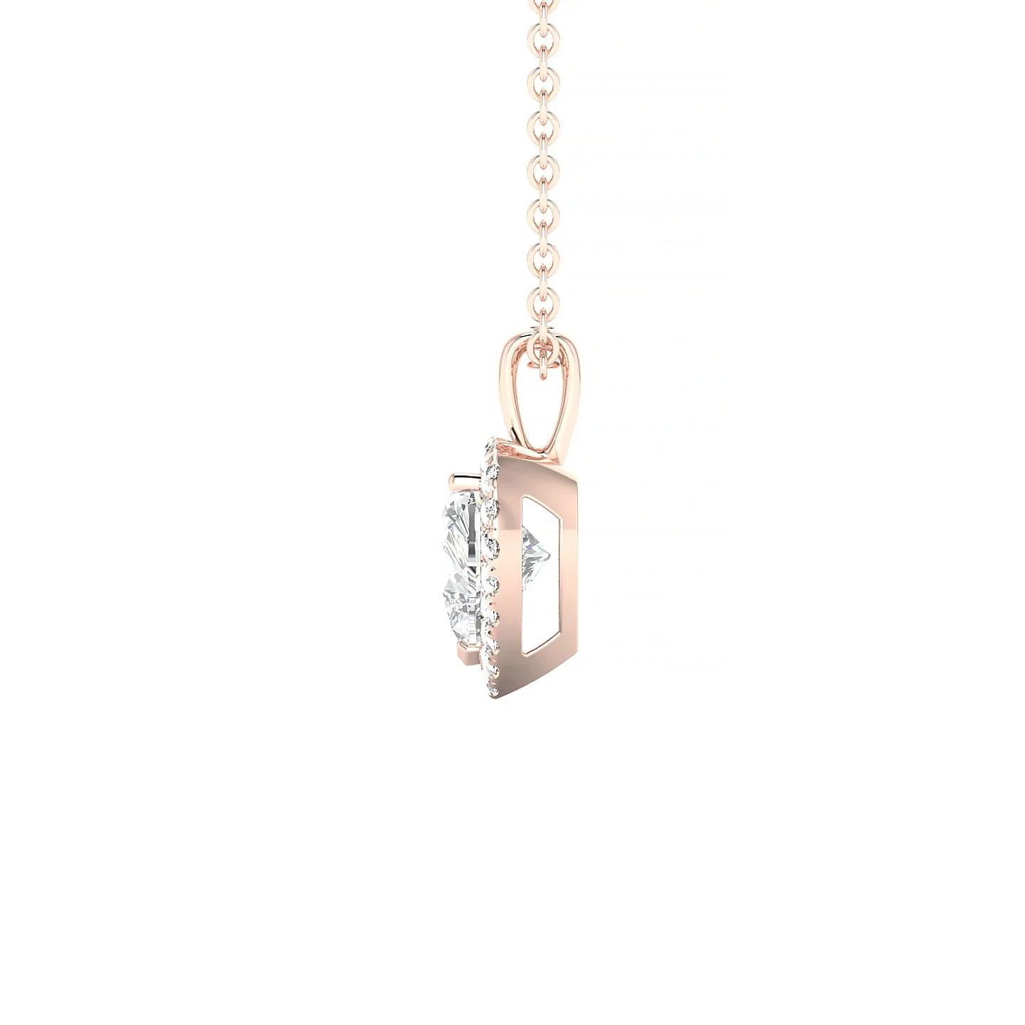 Solar | 18k Rose Gold 5.5 mm Heart Diamond Pendant