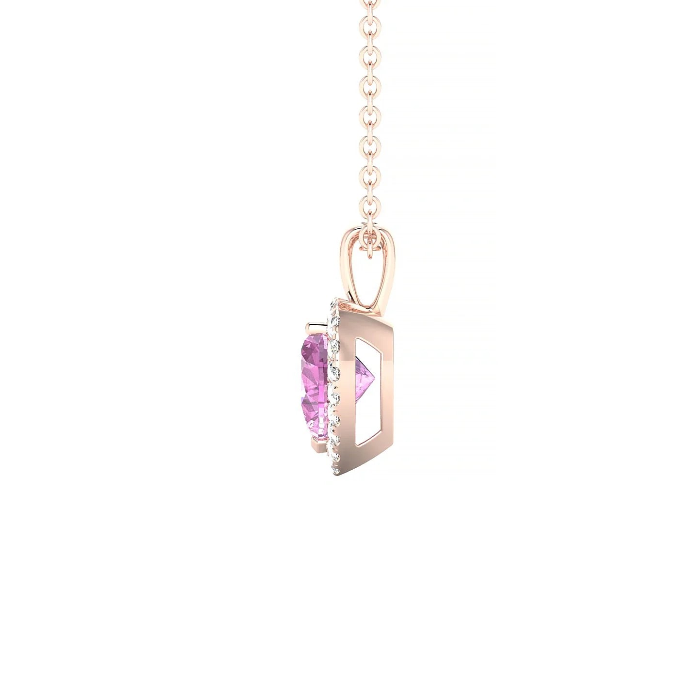 Solar | 18k Rose Gold 5.5 mm Heart Pink Sapphire Pendant