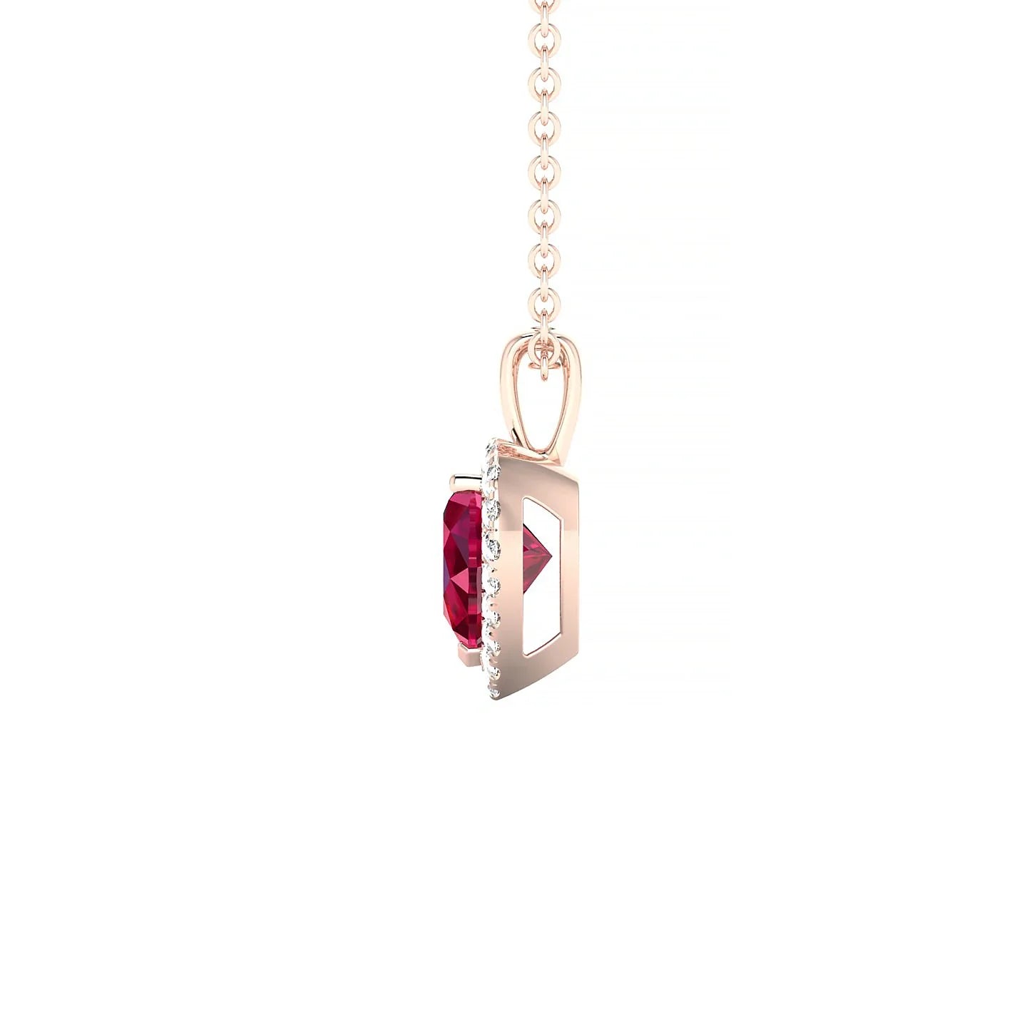 Solar | 18k Rose Gold 5.5 mm Heart Ruby Pendant