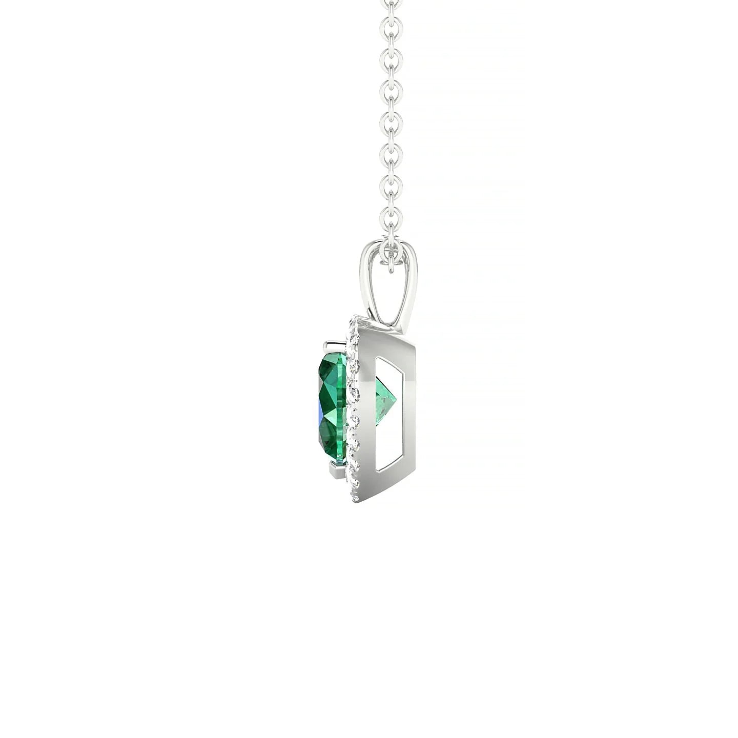 Solar | 18k White Gold 5.5 mm Heart Emerald Pendant