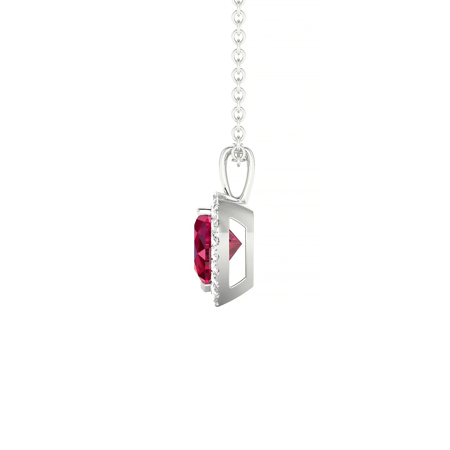 Solar | 18k White Gold 5.5 mm Heart Ruby Pendant
