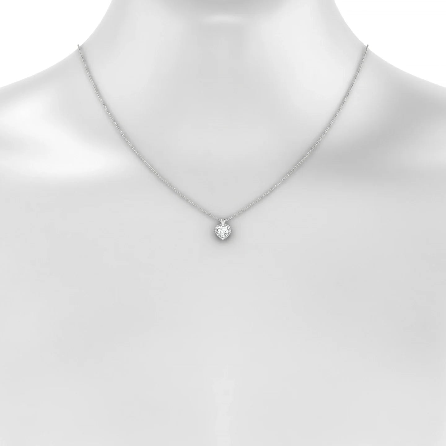 Solar | 18k White Gold 5.5 mm Heart Diamond Pendant