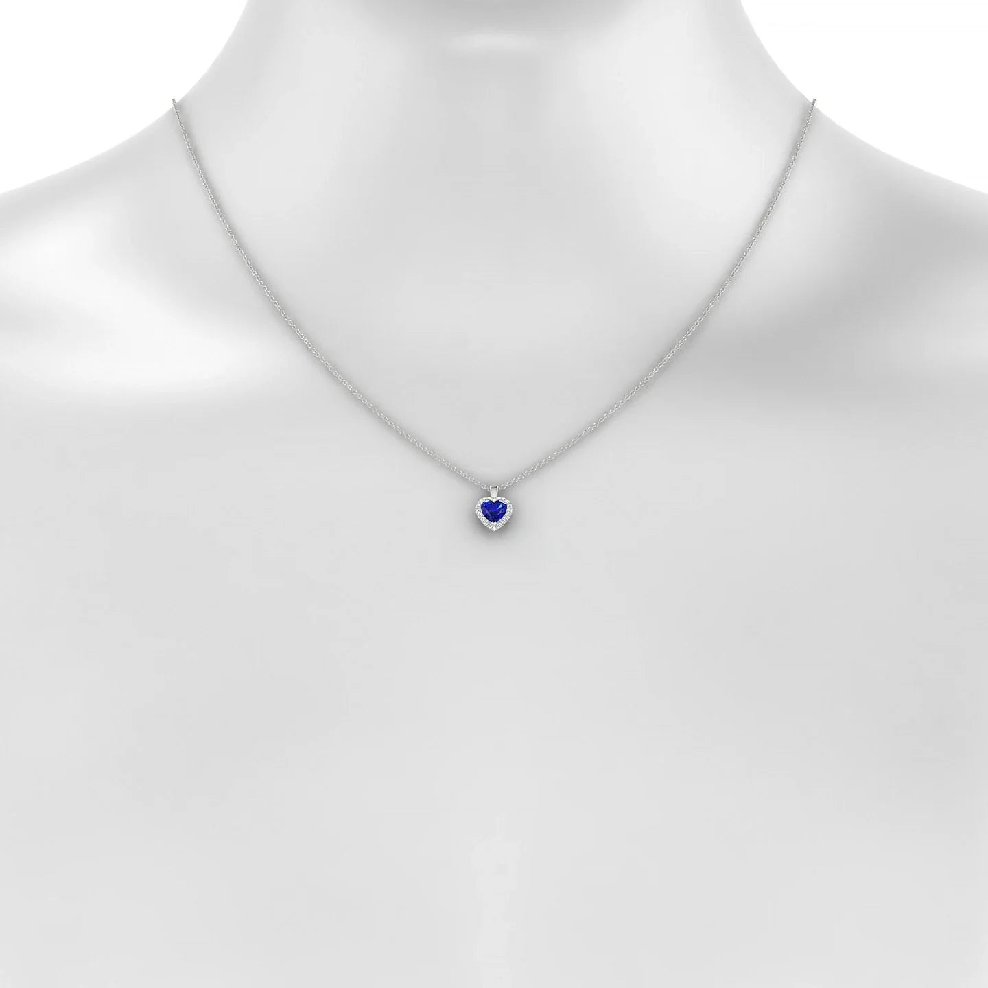 Solar | 18k White Gold 5.5 mm Heart Sapphire Pendant