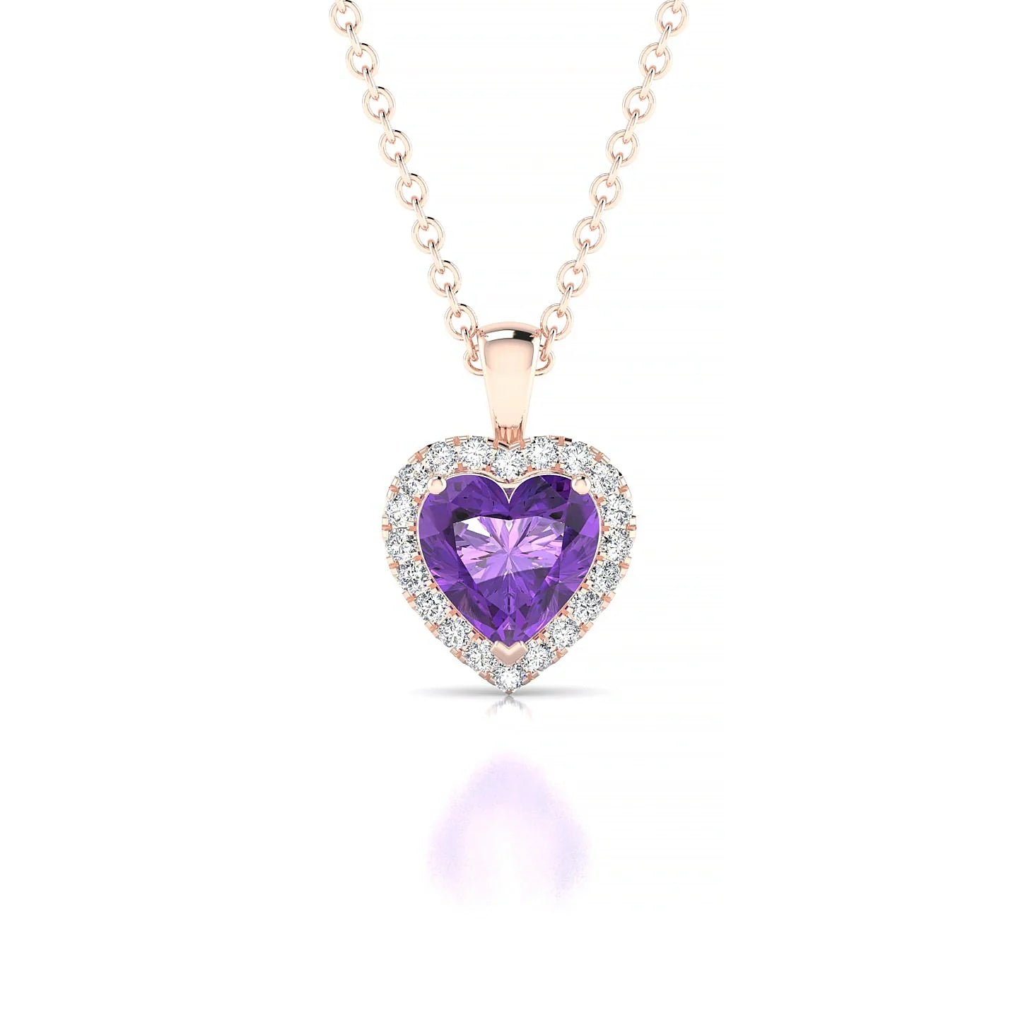 Solar | 18k Rose Gold 6 mm Heart Amethyst Pendant