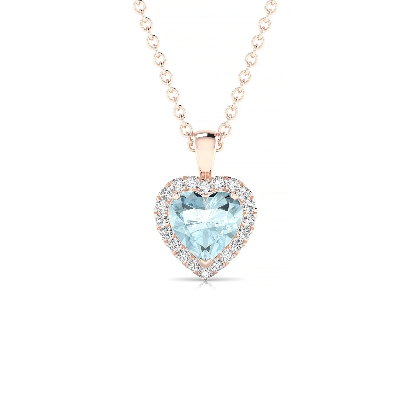 Solar | 18k Rose Gold 6 mm Heart Aquamarine Pendant