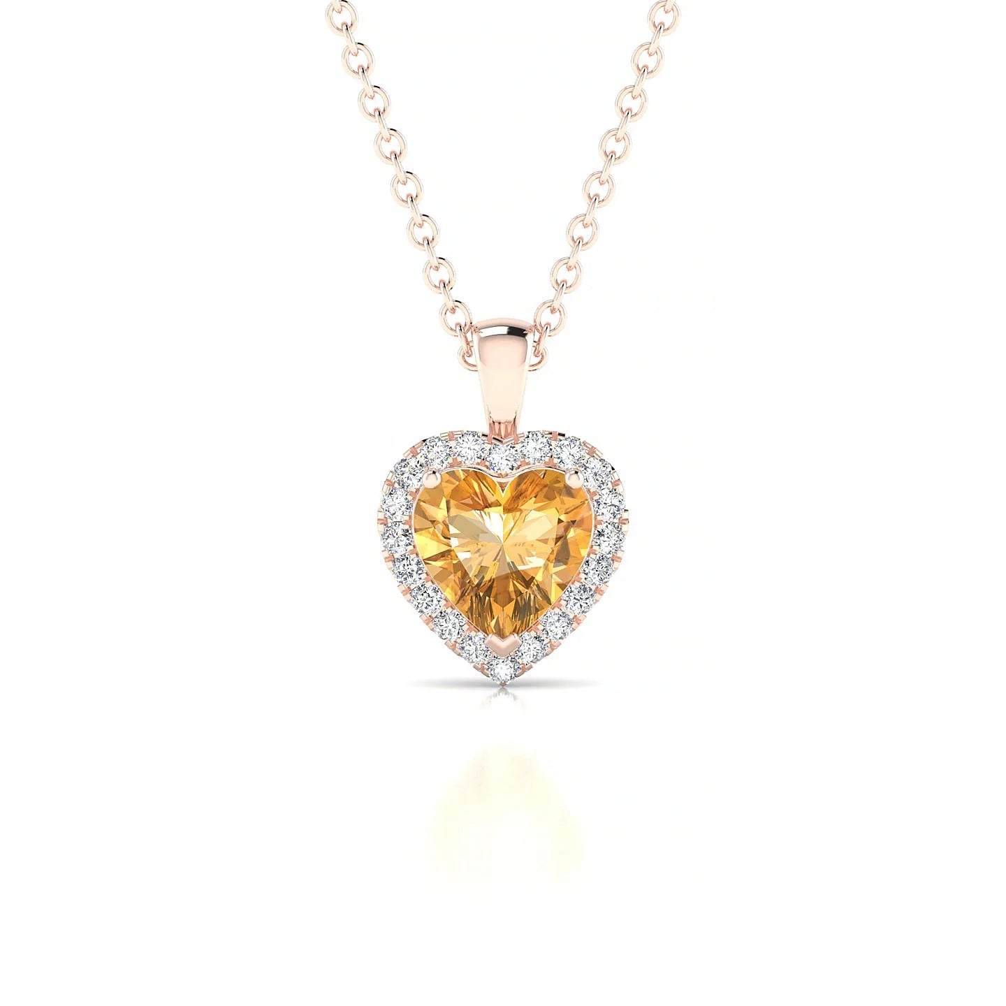 Solar | 18k Rose Gold 6 mm Heart Citrine Pendant