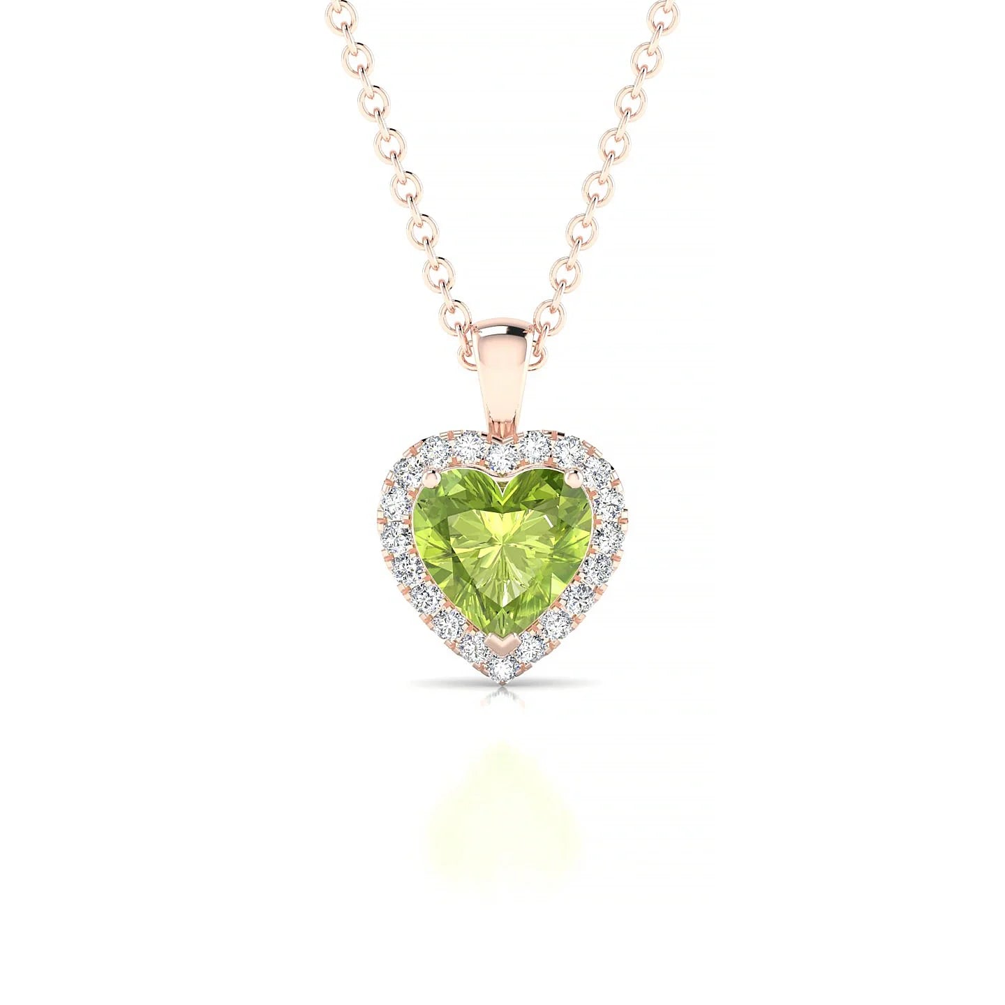 Solar | 18k Rose Gold 6 mm Heart Peridot Pendant