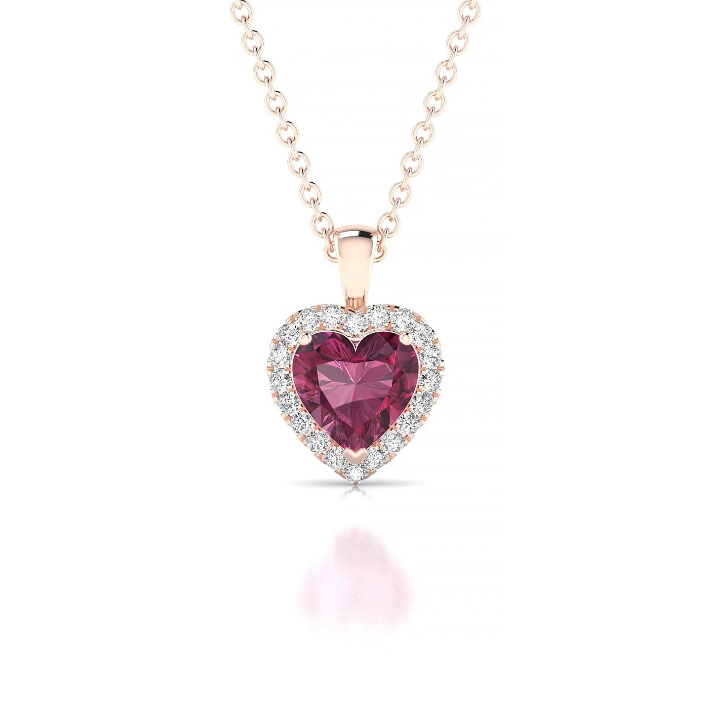 Solar | 18k Rose Gold 6 mm Heart Rhodolite Pendant