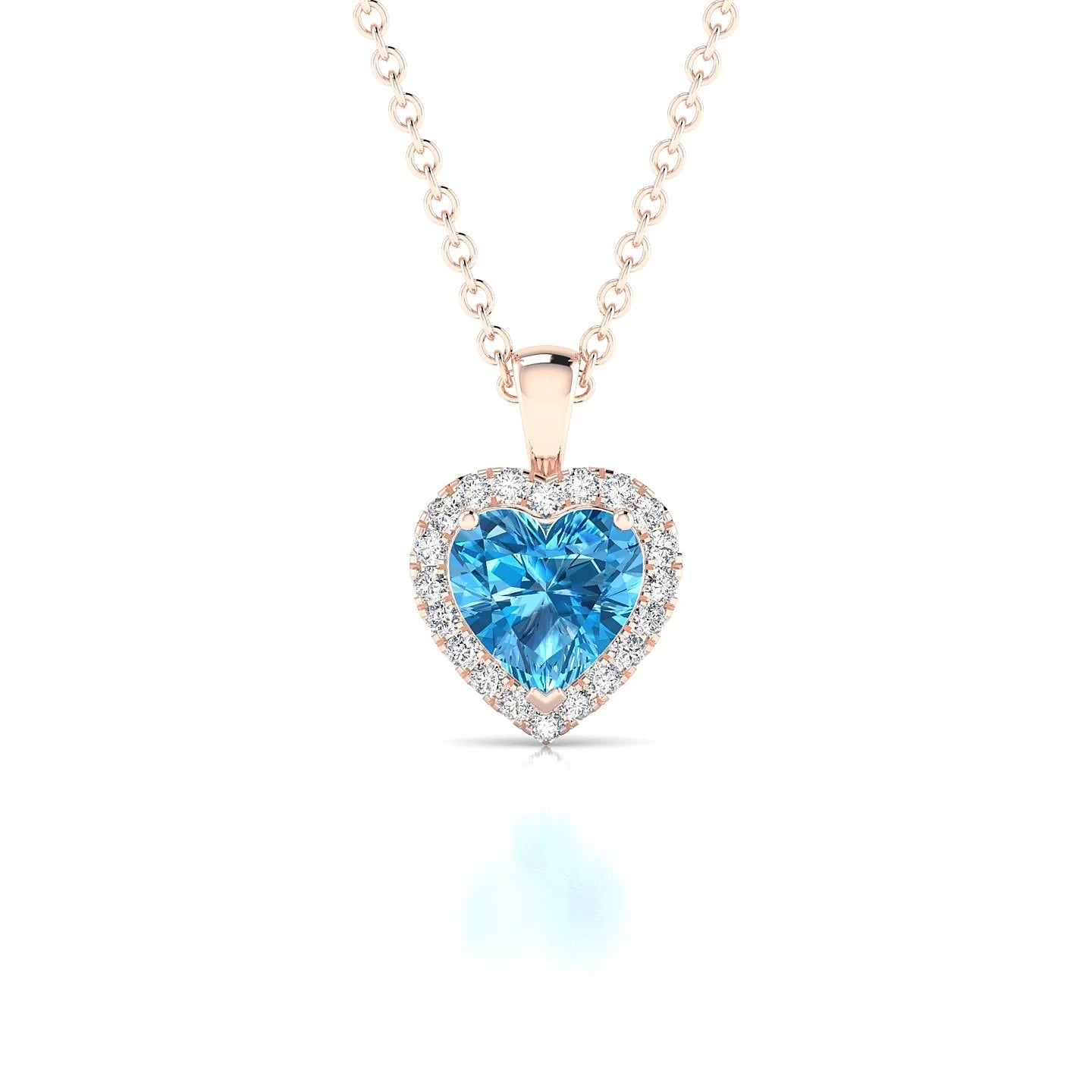 Solar | 18k Rose Gold 6 mm Heart Topaz Pendant