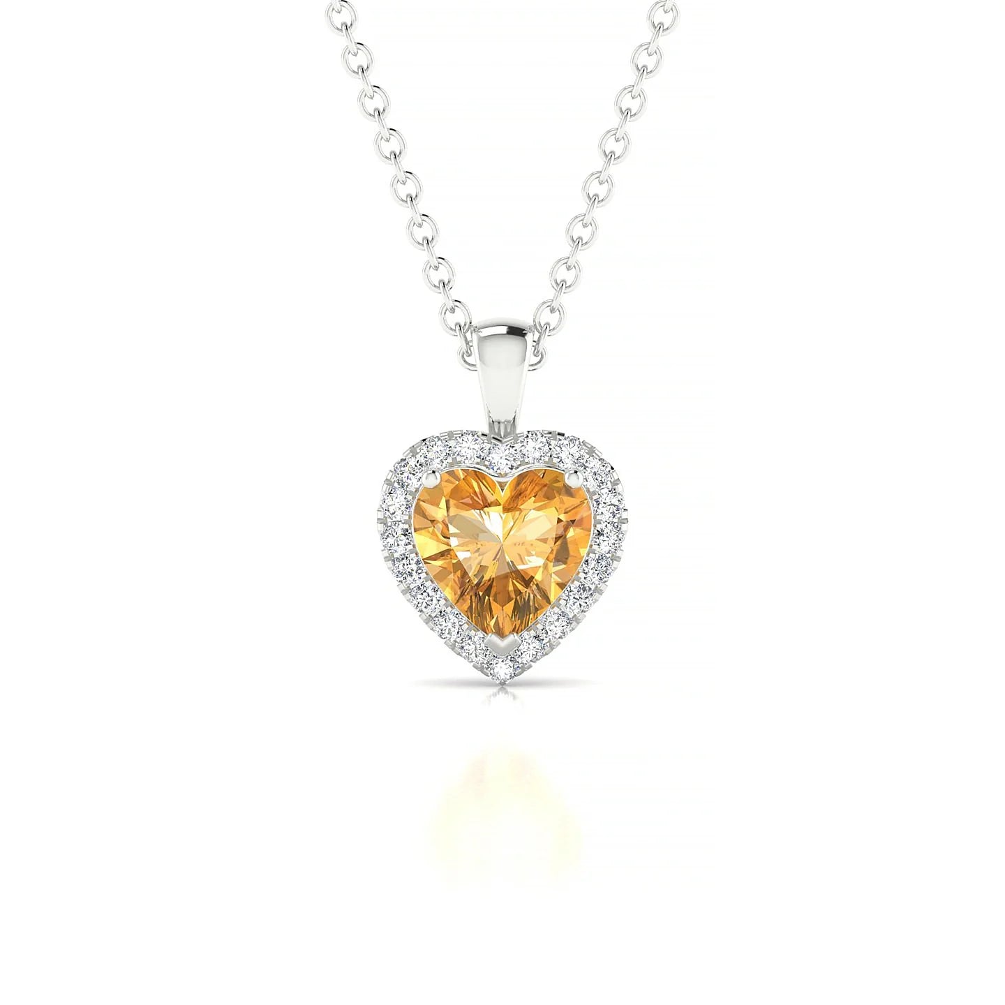Solar | 18k White Gold 6 mm Heart Citrine Pendant