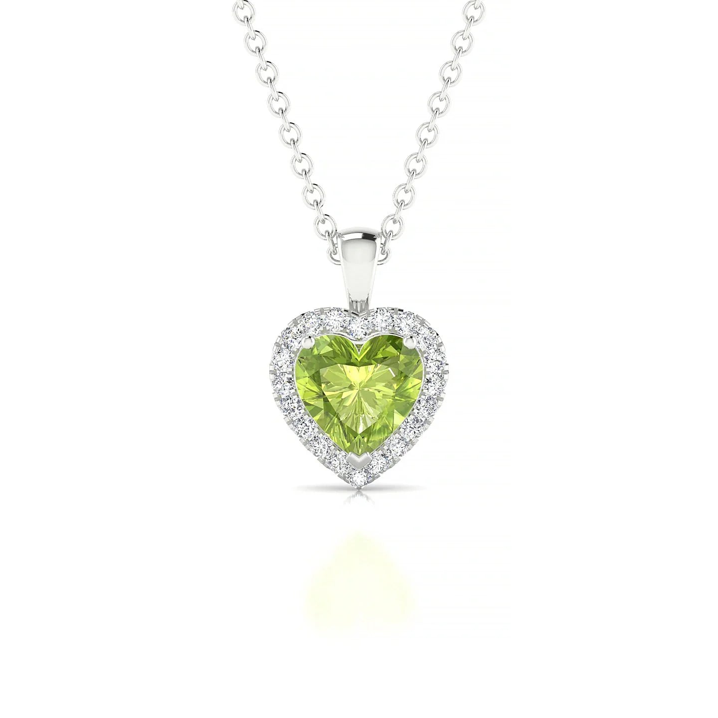 Solar | 18k White Gold 6 mm Heart Peridot Pendant