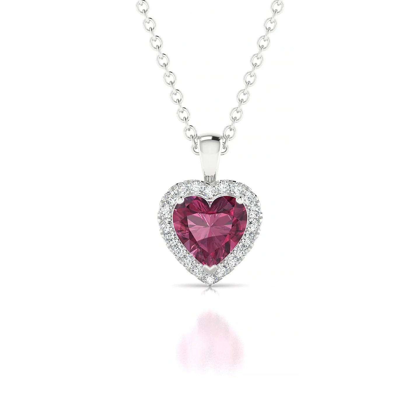 Solar | 18k White Gold 6 mm Heart Rhodolite Pendant