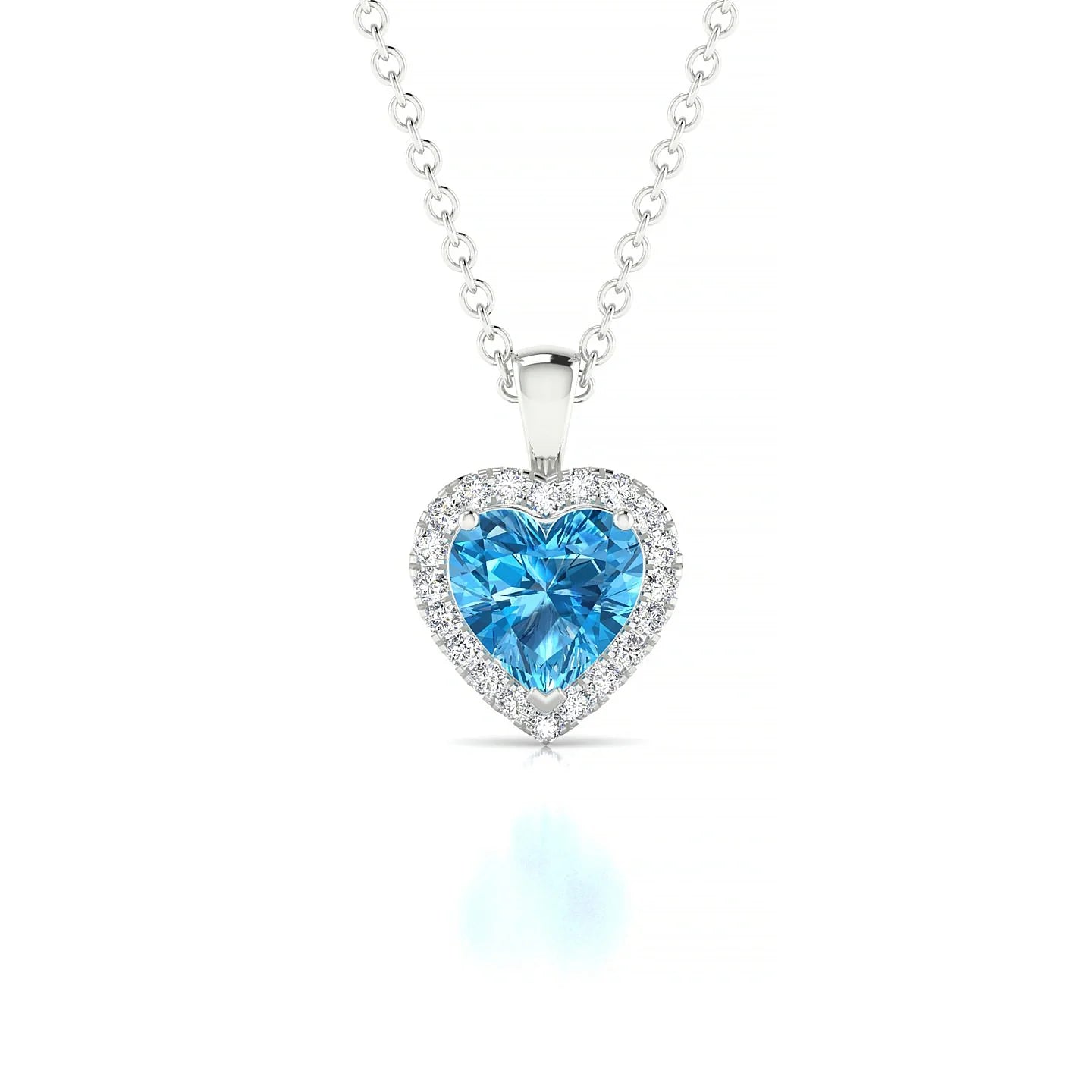 Solar | 18k White Gold 6 mm Heart Topaz Pendant