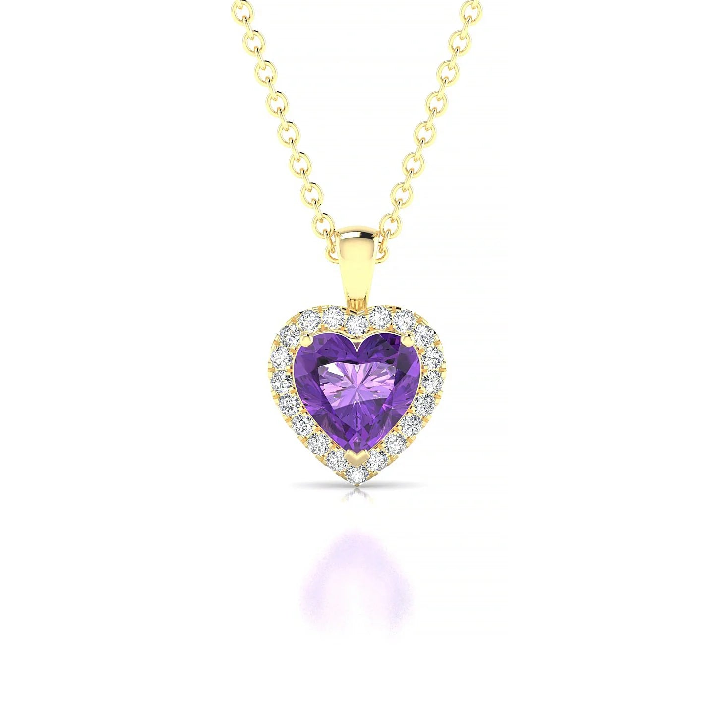 Solar | 18k Yellow Gold 6 mm Heart Amethyst Pendant