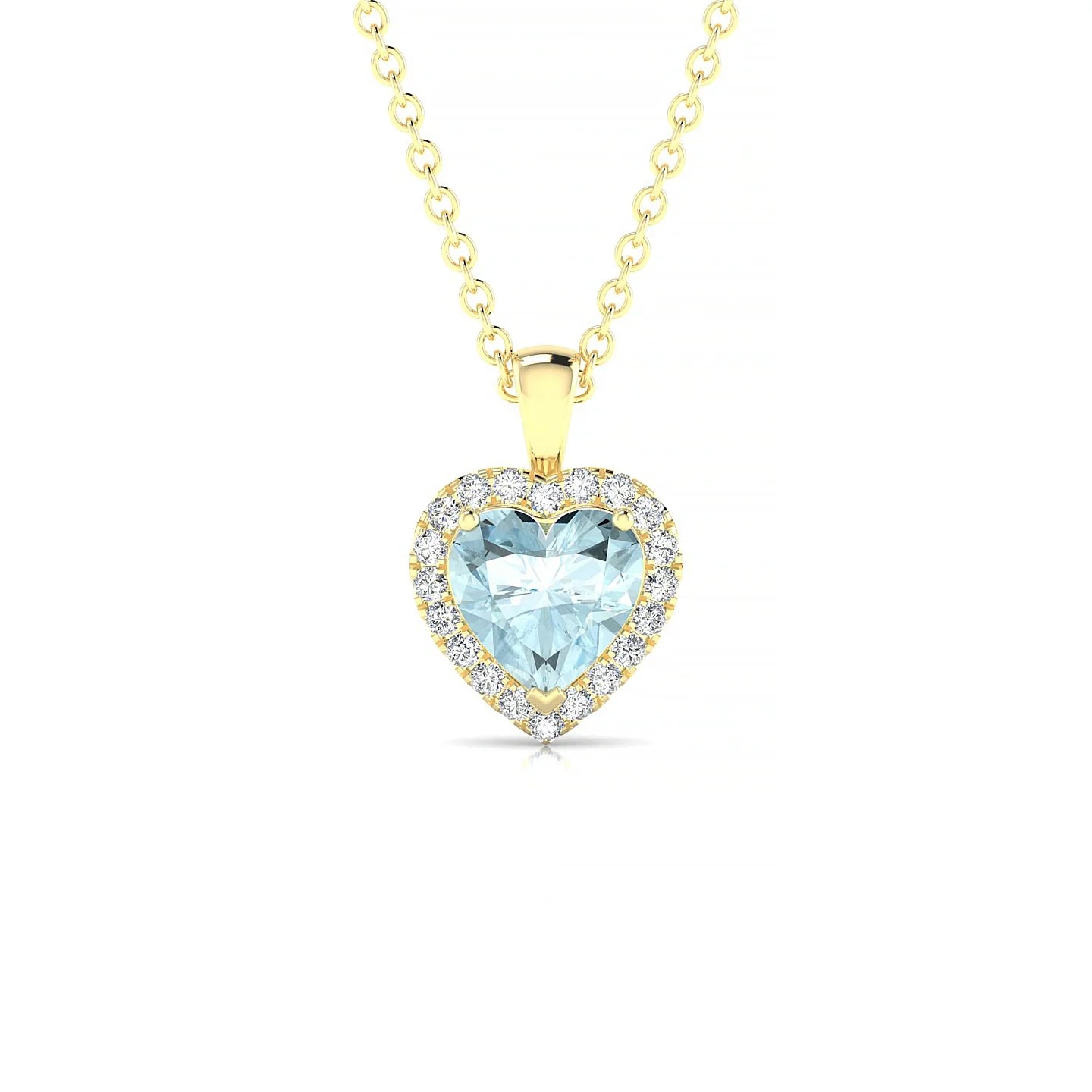Solar | 18k Yellow Gold 6 mm Heart Aquamarine Pendant