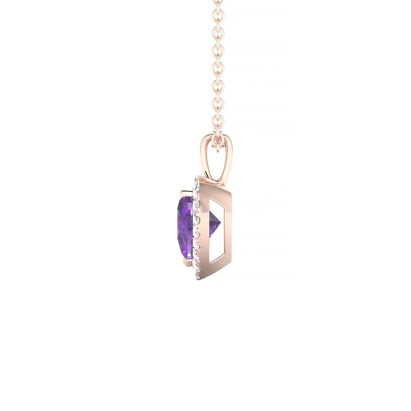 Solar | 18k Rose Gold 6 mm Heart Amethyst Pendant