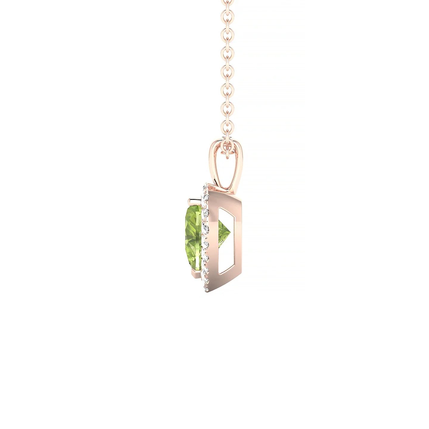Solar | 18k Rose Gold 6 mm Heart Peridot Pendant