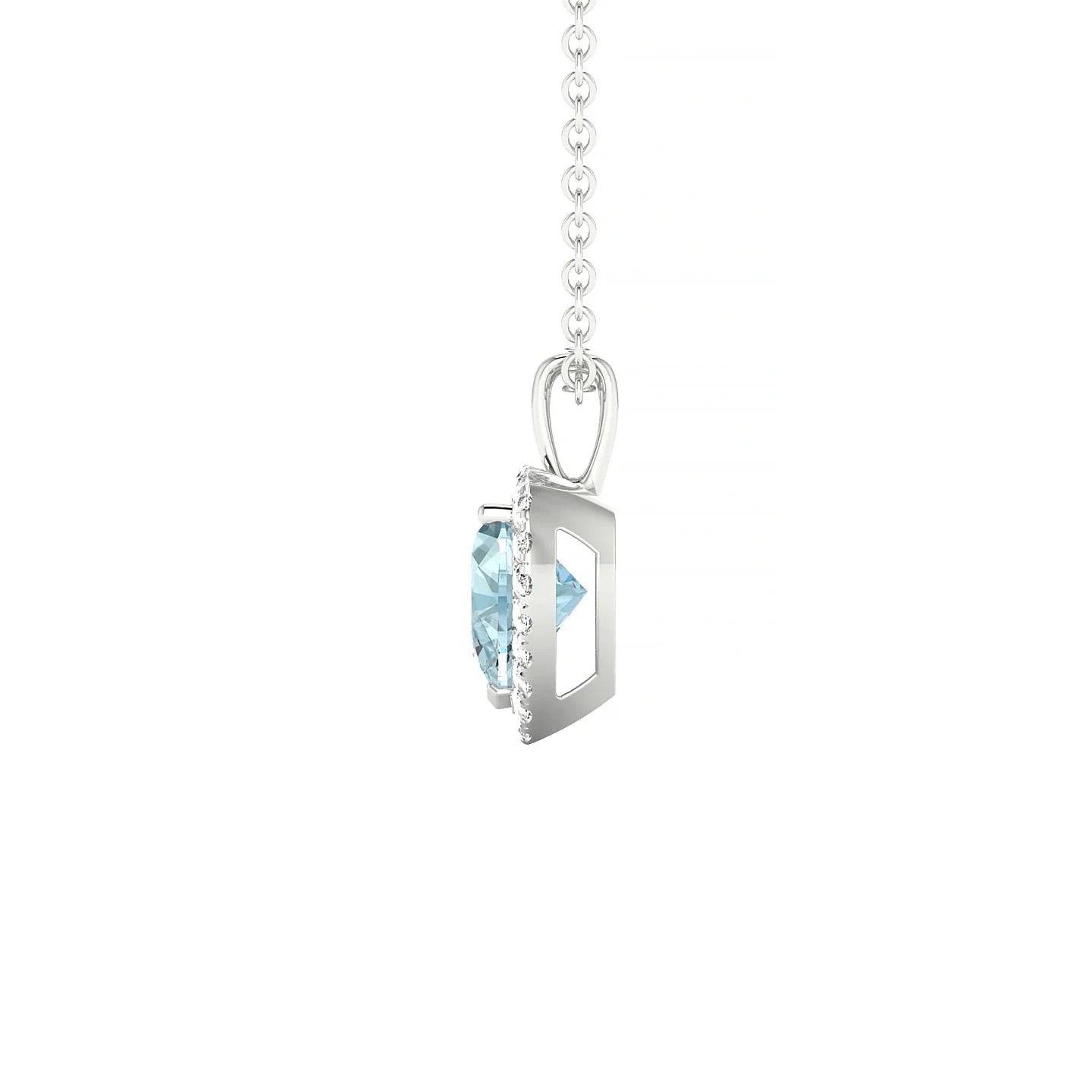 Solar | 18k White Gold 6 mm Heart Aquamarine Pendant