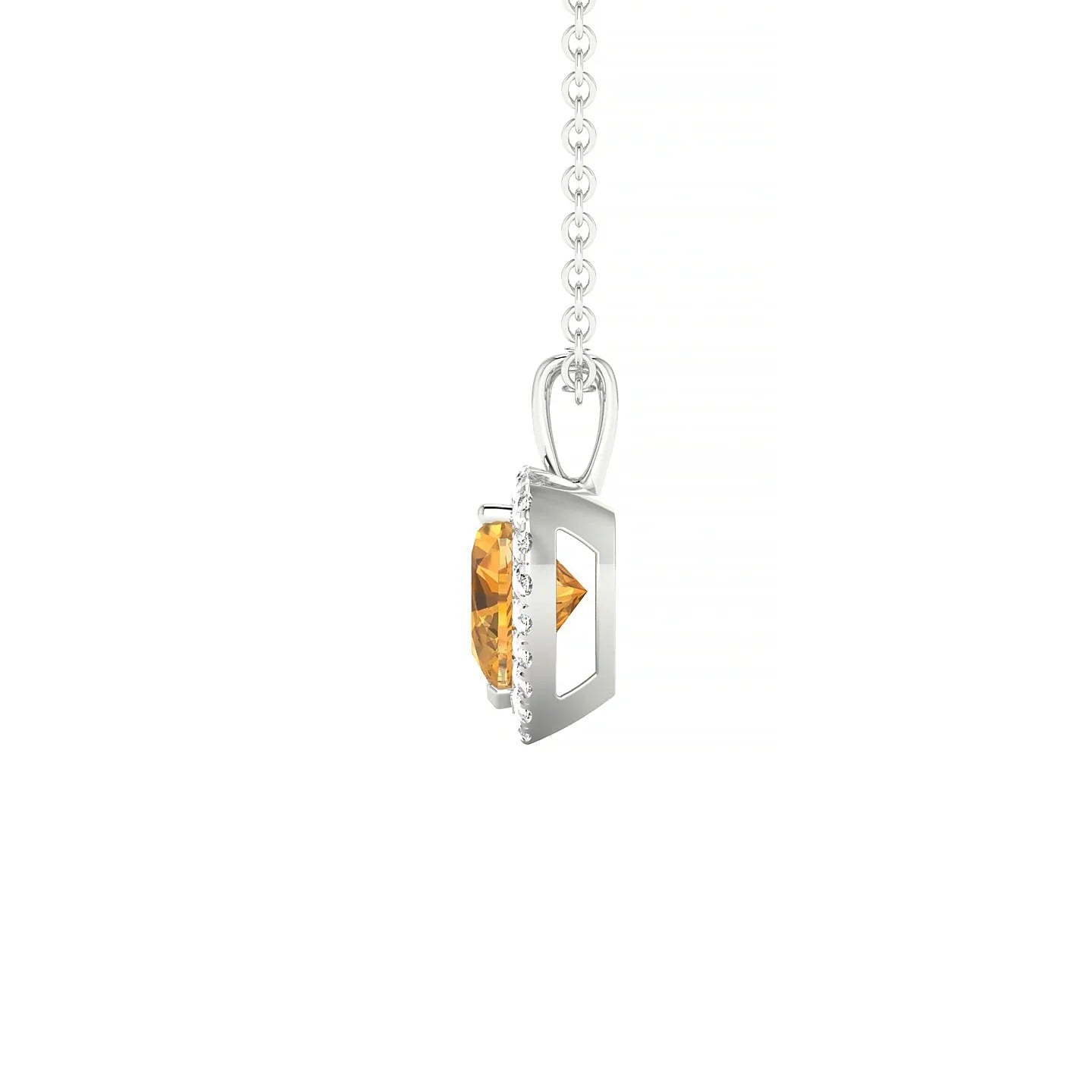 Solar | 18k White Gold 6 mm Heart Citrine Pendant