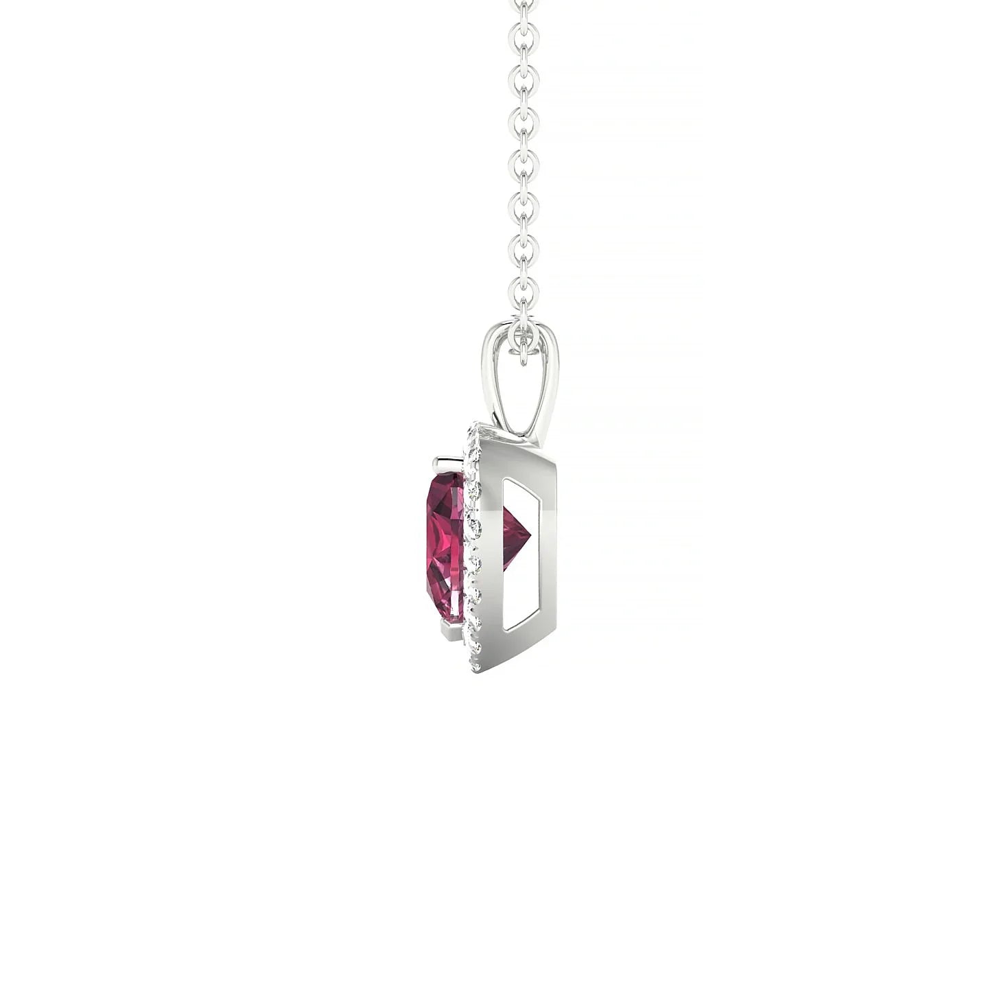 Solar | 18k White Gold 6 mm Heart Rhodolite Pendant