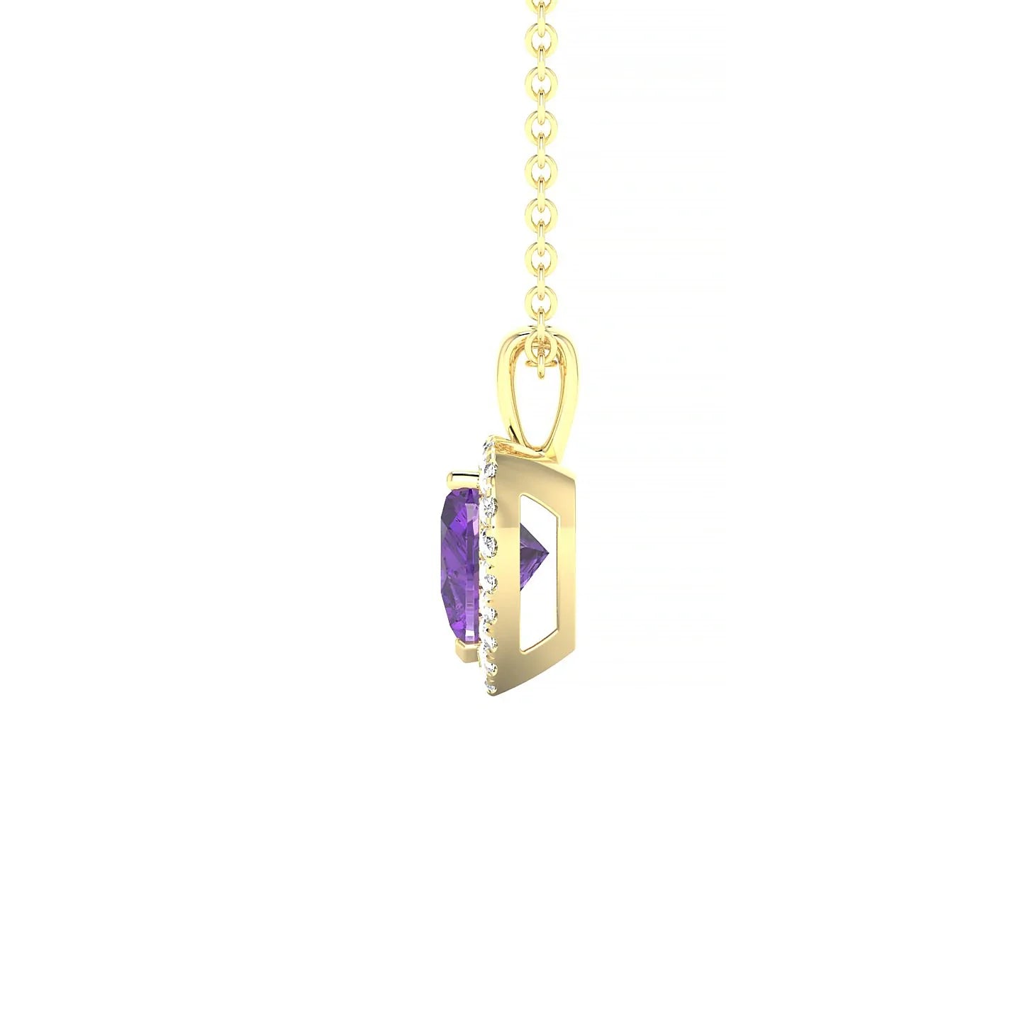 Solar | 18k Yellow Gold 6 mm Heart Amethyst Pendant