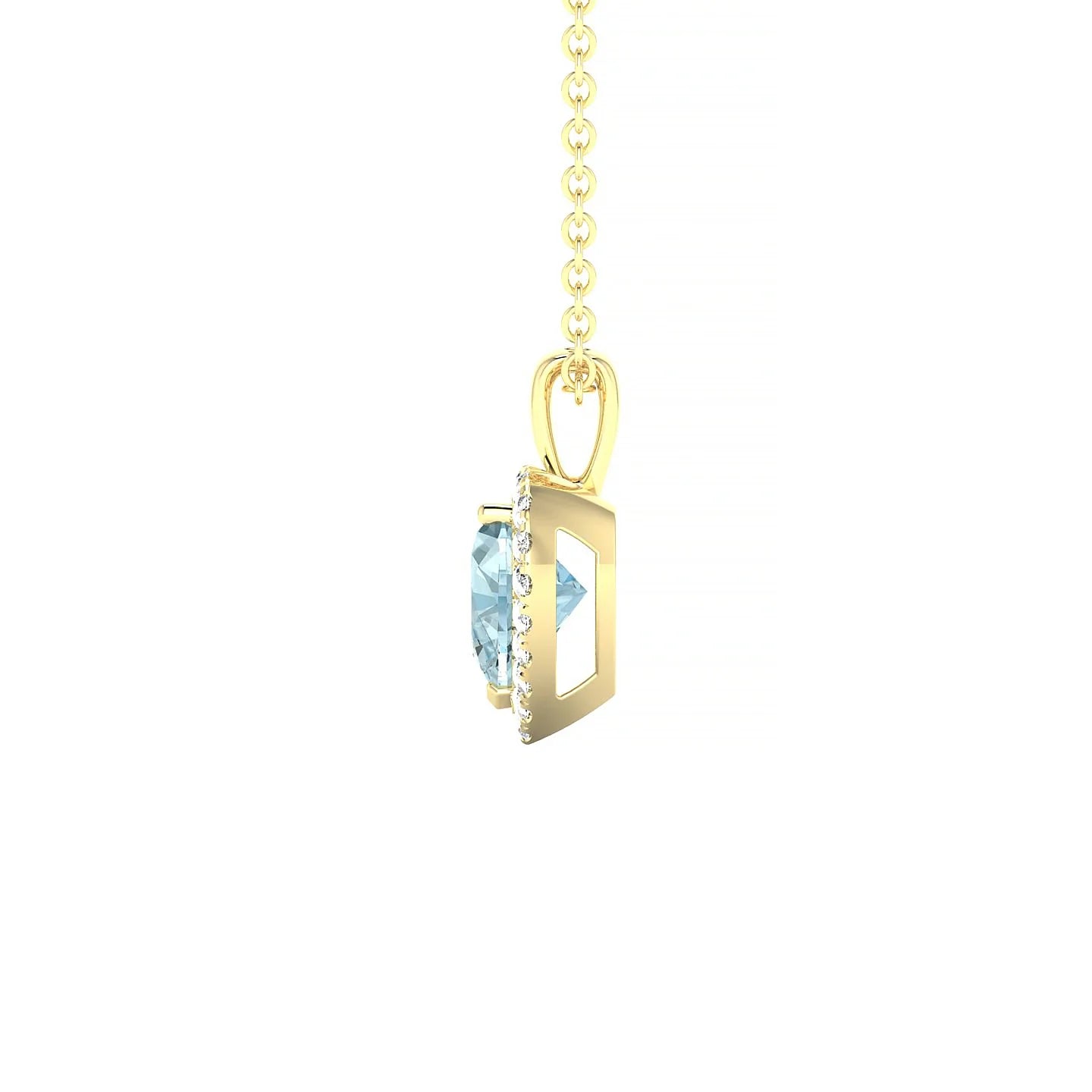 Solar | 18k Yellow Gold 6 mm Heart Aquamarine Pendant