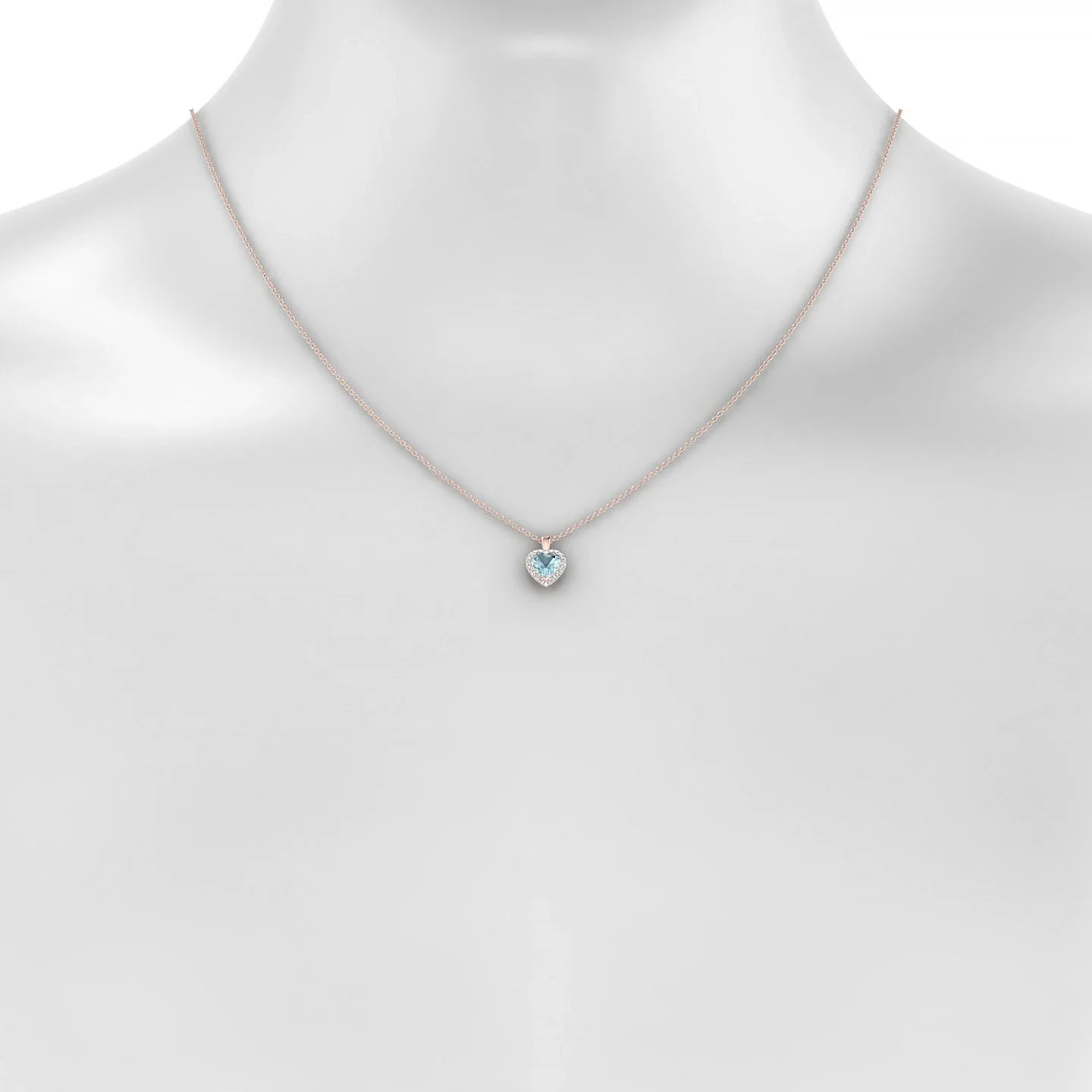 Solar | 18k Rose Gold 6 mm Heart Aquamarine Pendant
