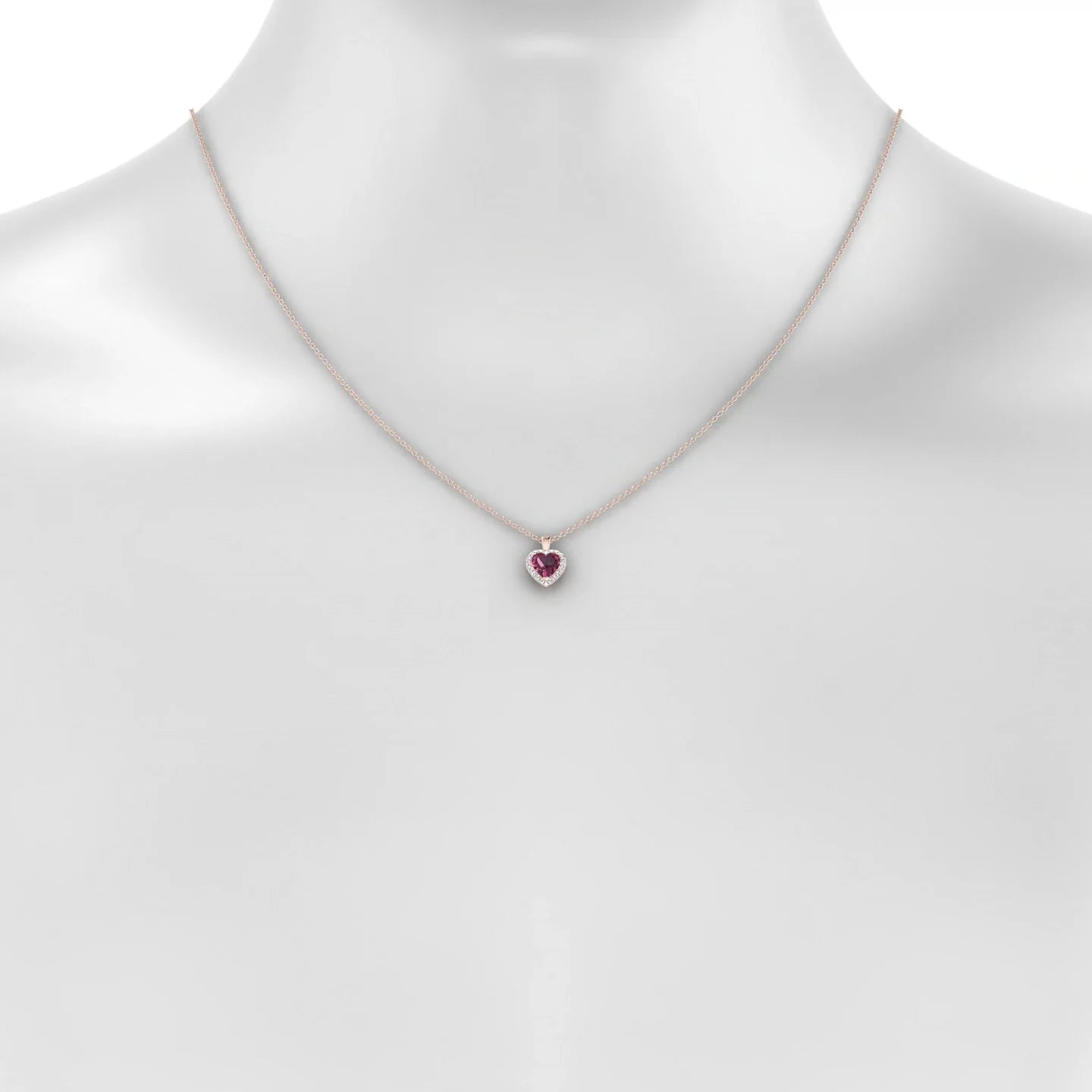 Solar | 18k Rose Gold 6 mm Heart Rhodolite Pendant