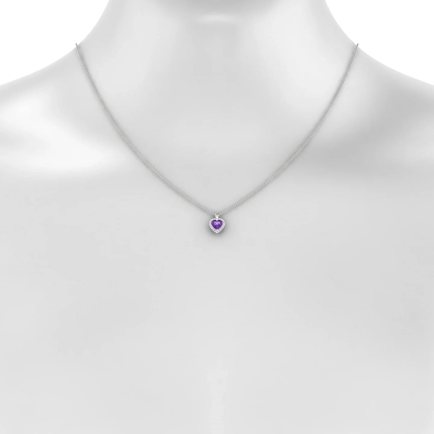 Solar | 18k White Gold 6 mm Heart Amethyst Pendant