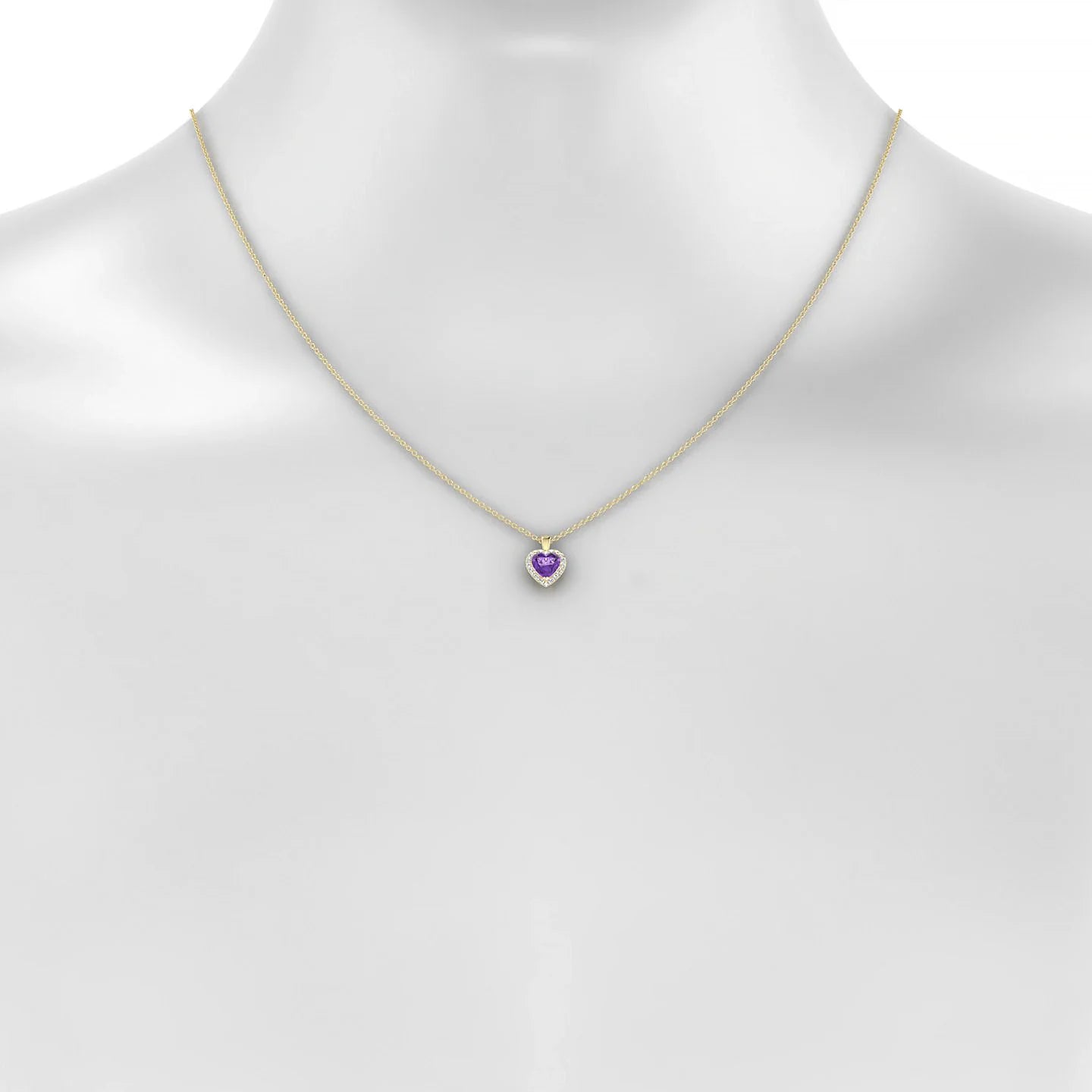 Solar | 18k Yellow Gold 6 mm Heart Amethyst Pendant