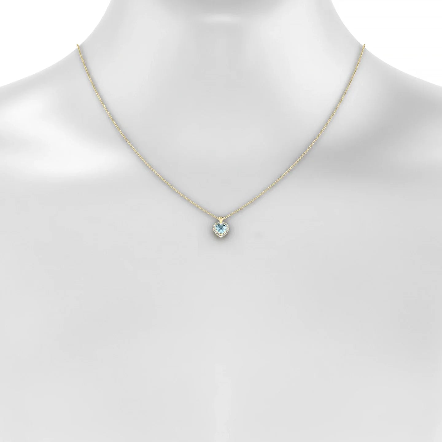Solar | 18k Yellow Gold 6 mm Heart Aquamarine Pendant