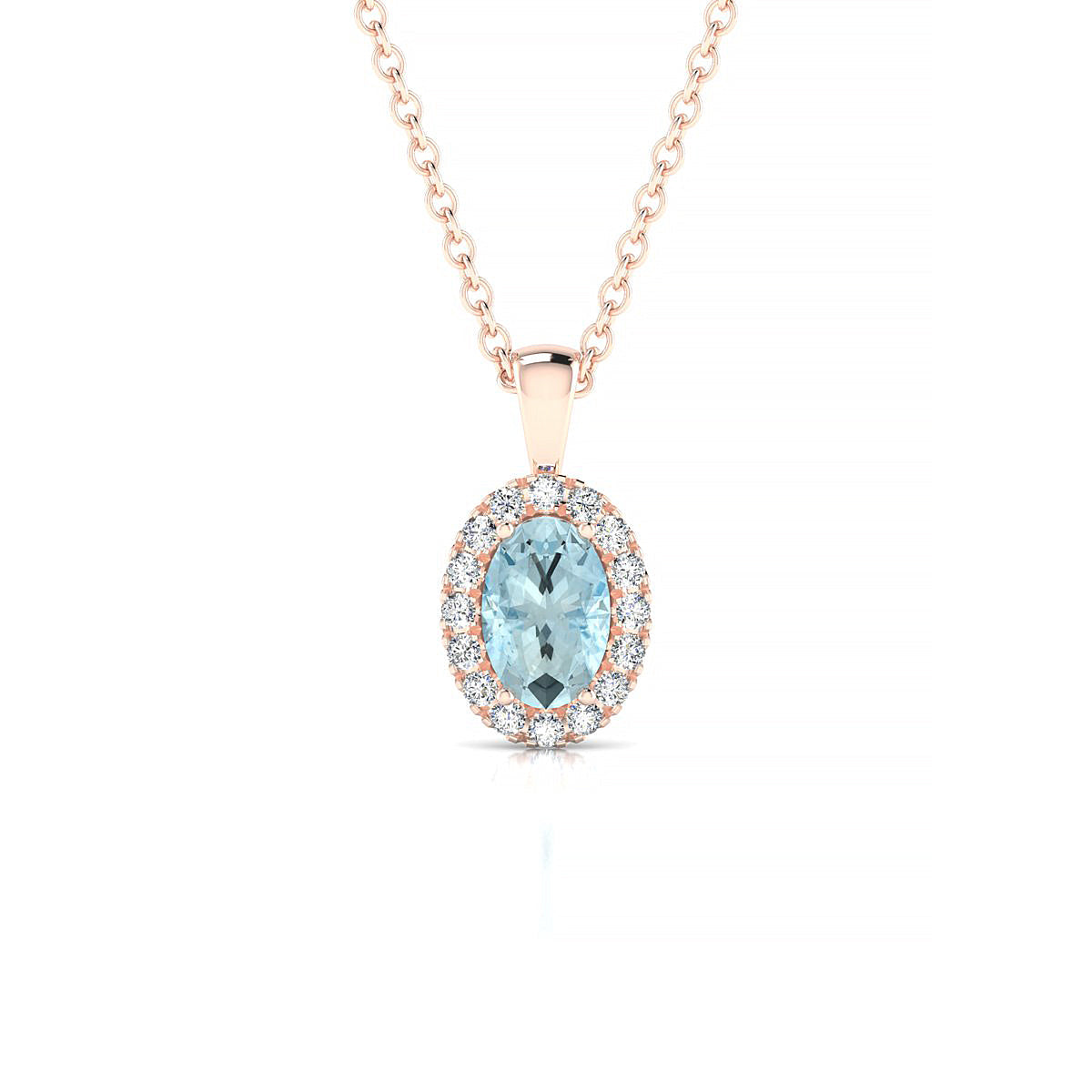 Solar | 18k Rose Gold 6 x 4 mm Oval Aquamarine Pendant