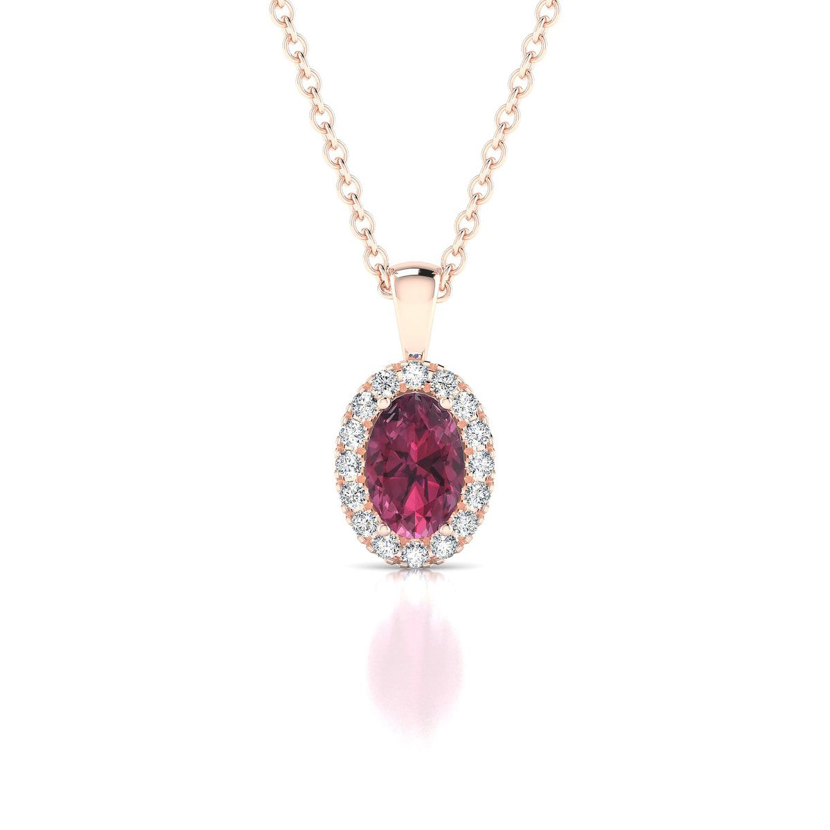 Solar | 18k Rose Gold 6 x 4 mm Oval Rhodolite Pendant