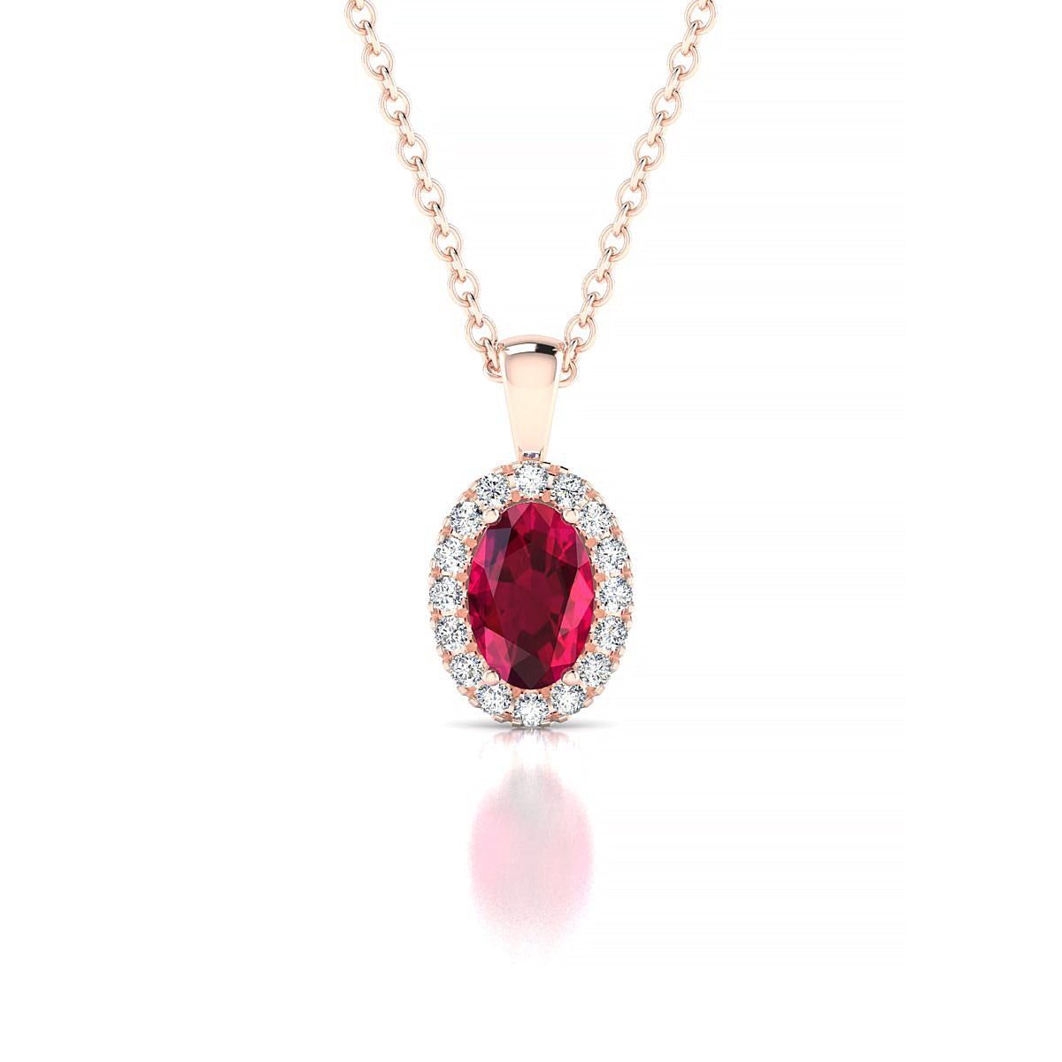 Solar | 18k Rose Gold 6 x 4 mm Oval Ruby Pendant