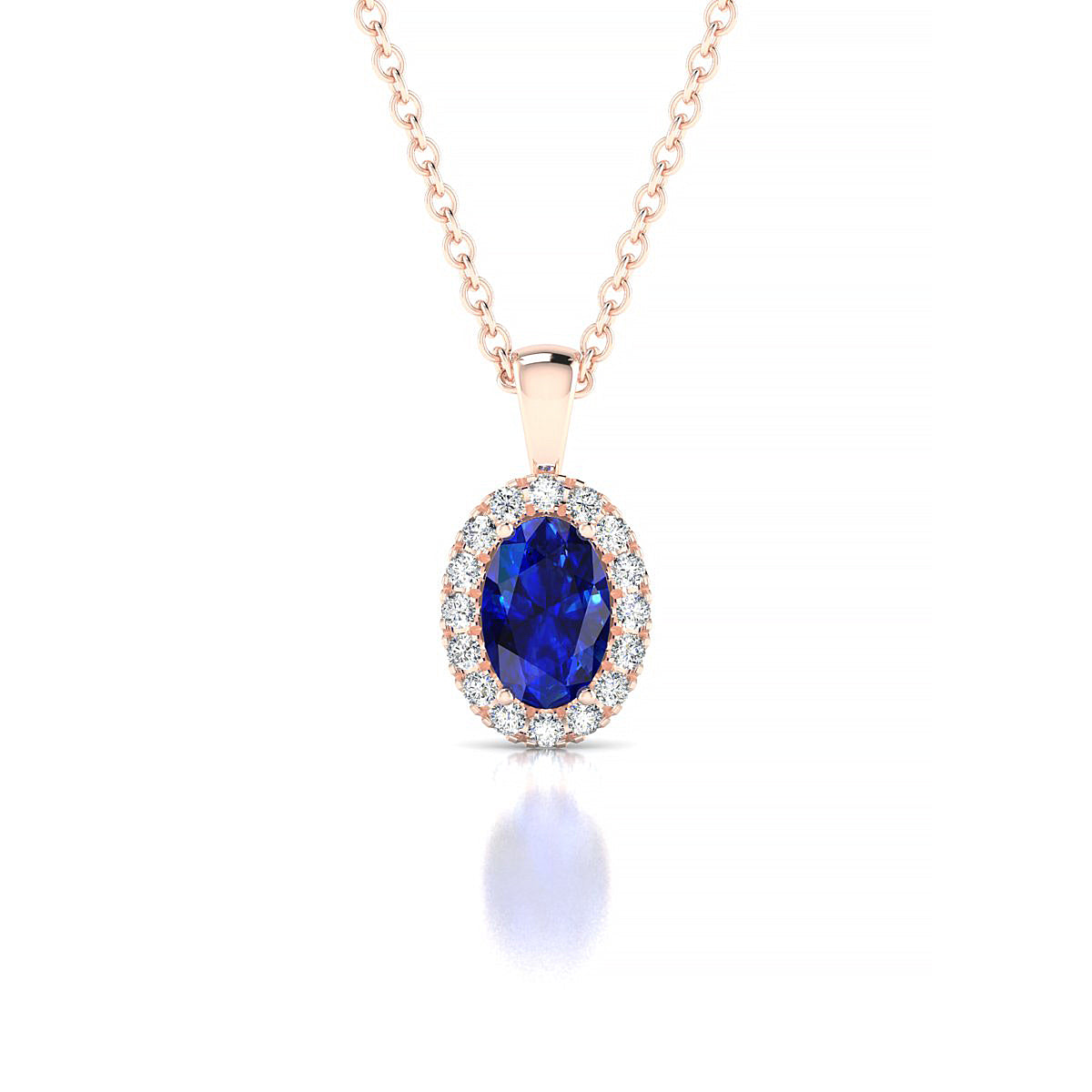 Solar | 18k Rose Gold 6 x 4 mm Oval Sapphire Pendant