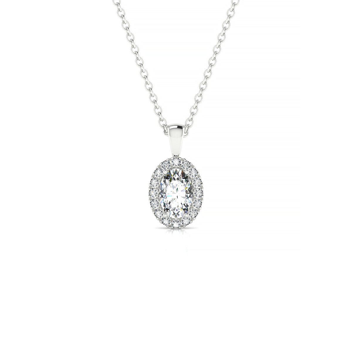 Solar | 18k White Gold 6 x 4 mm Oval Diamond Pendant