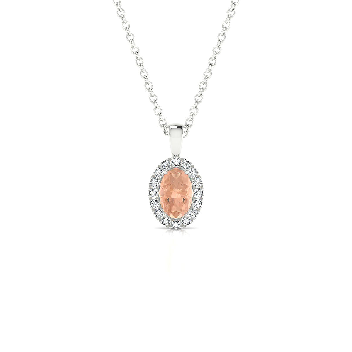 Solar | 18k White Gold 6 x 4 mm Oval Morganite Pendant