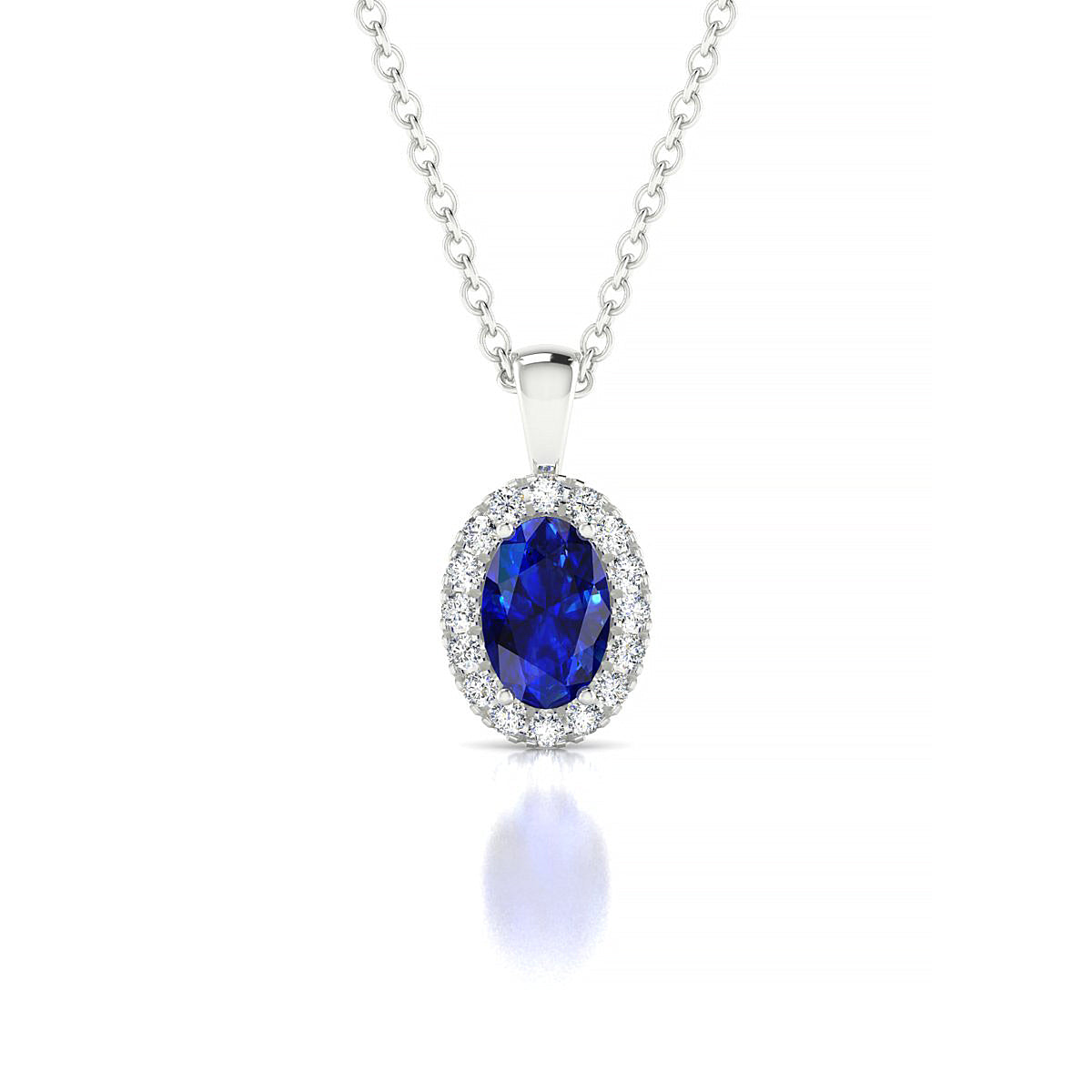 Solar | 18k White Gold 6 x 4 mm Oval Sapphire Pendant