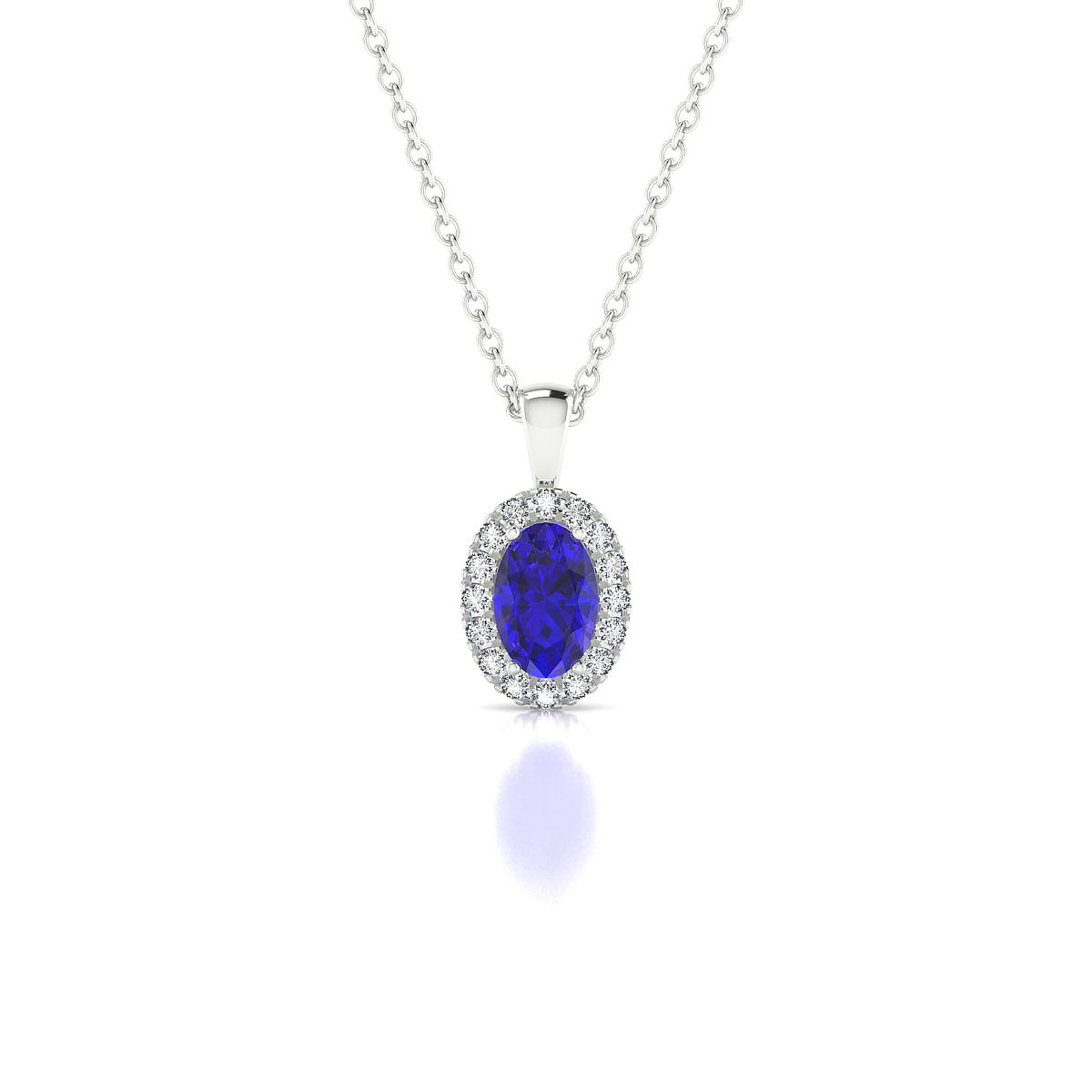 Solar | 18k White Gold 6 x 4 mm Oval Tanzanite Pendant