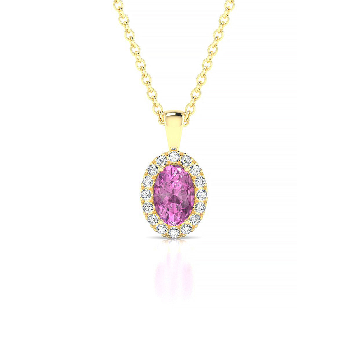 Solar | 18k Yellow Gold 6 x 4 mm Oval Pink Sapphire Pendant