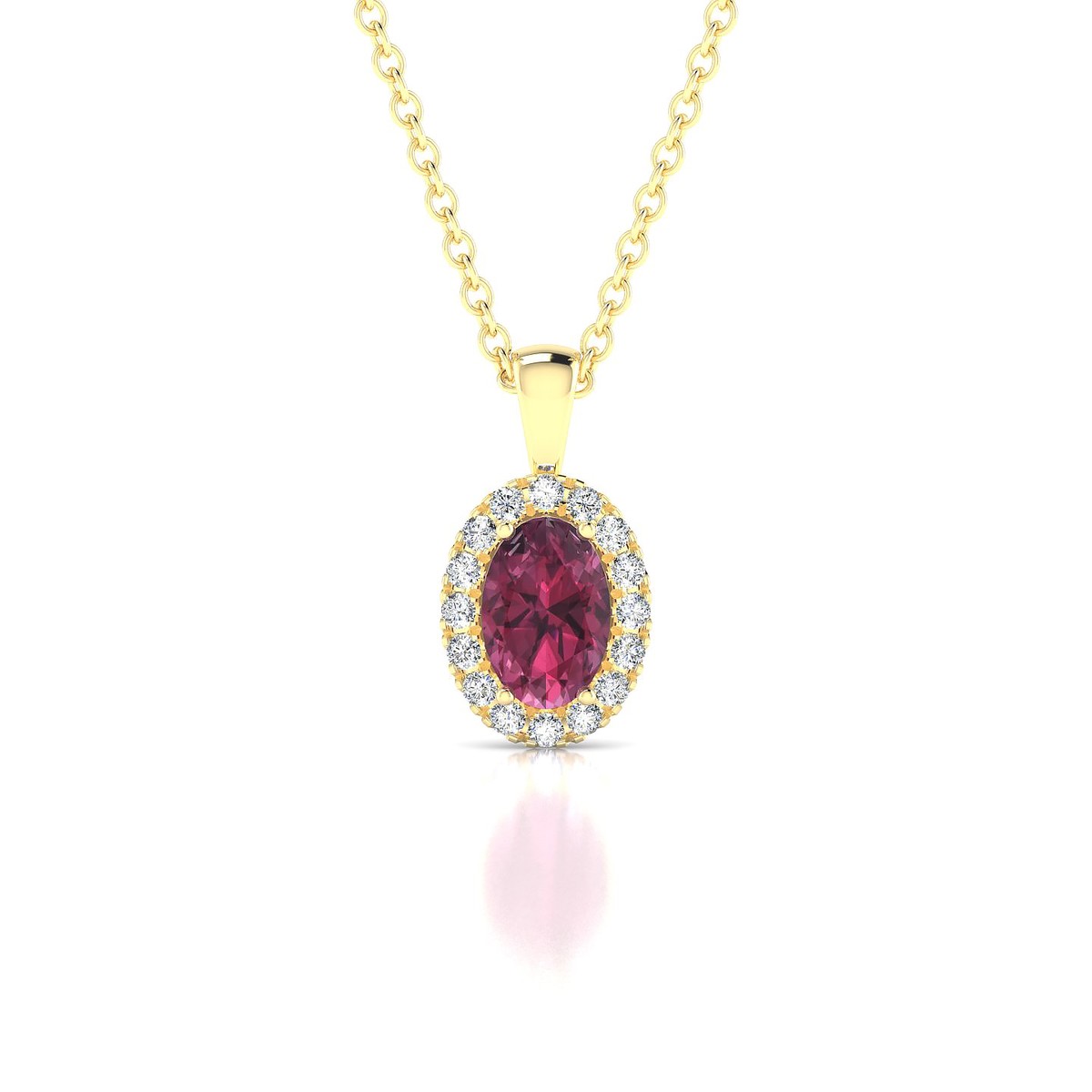 Solar | 18k Yellow Gold 6 x 4 mm Oval Rhodolite Pendant