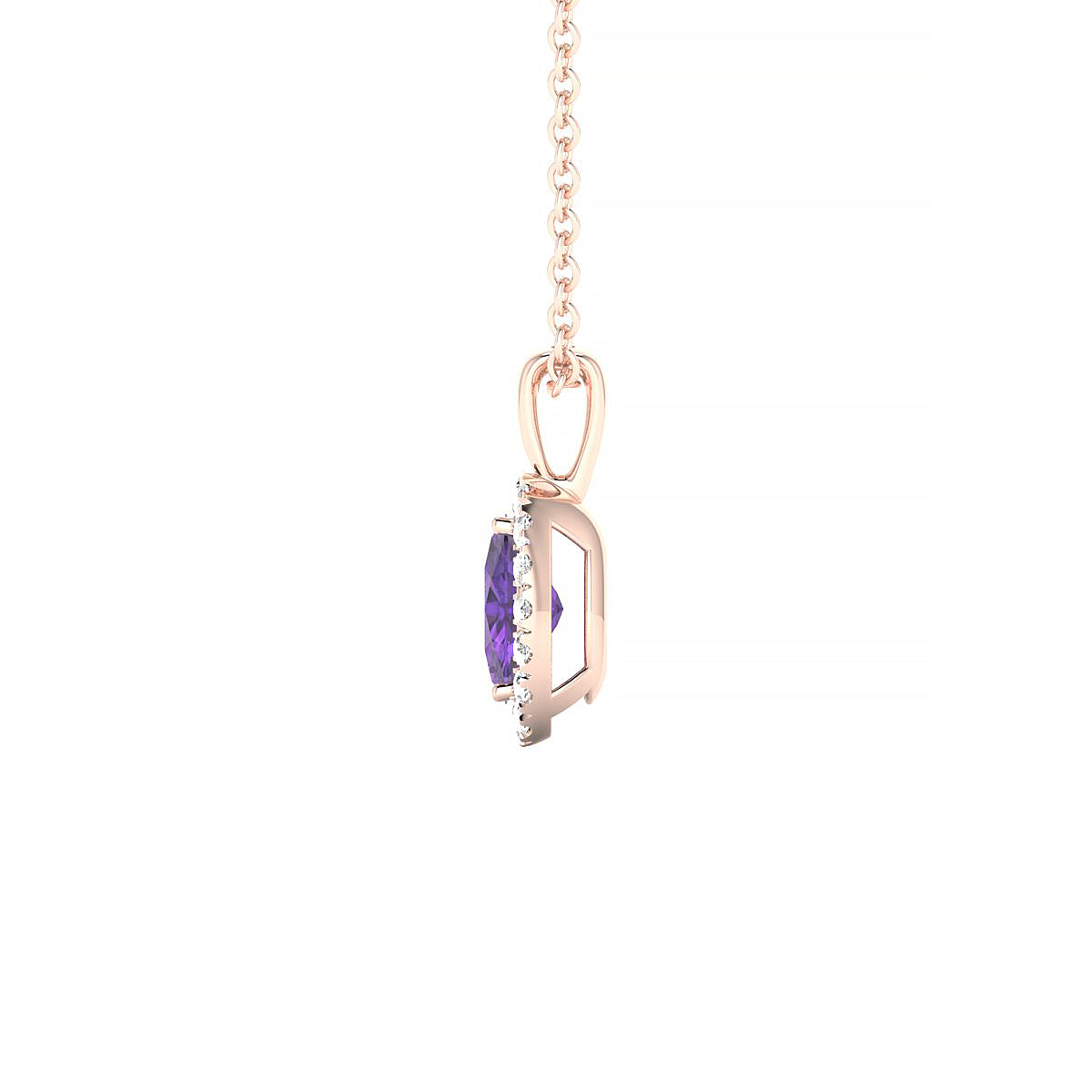 Solar | 18k Rose Gold 6 x 4 mm Oval Amethyst Pendant