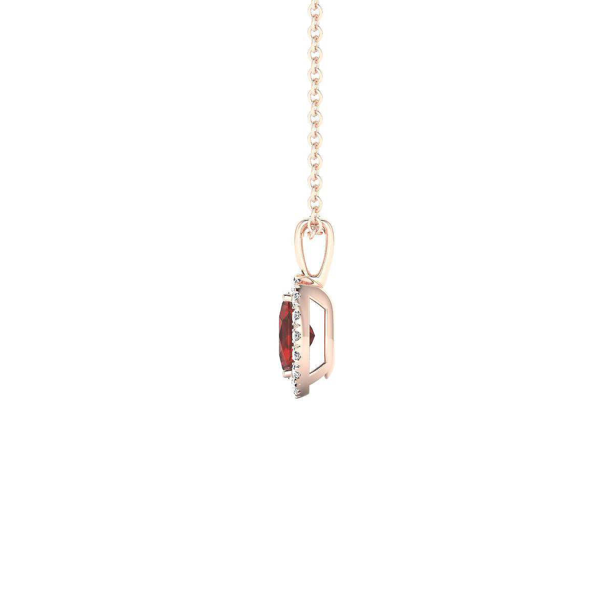 Solar | 18k Rose Gold 6 x 4 mm Oval Garnet Pendant