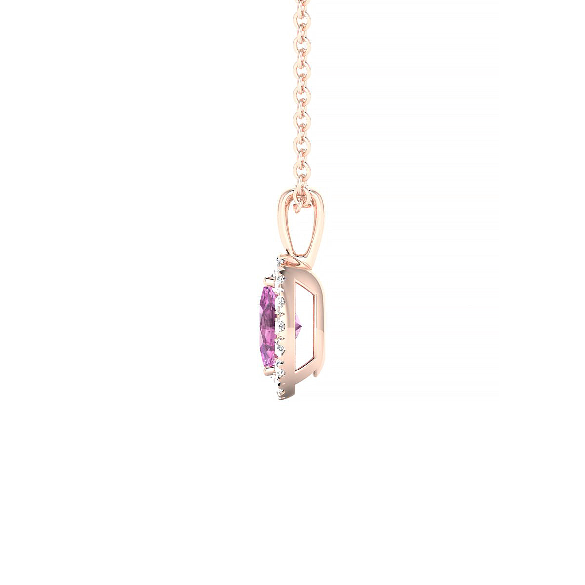 Solar | 18k Rose Gold 6 x 4 mm Oval Pink Sapphire Pendant