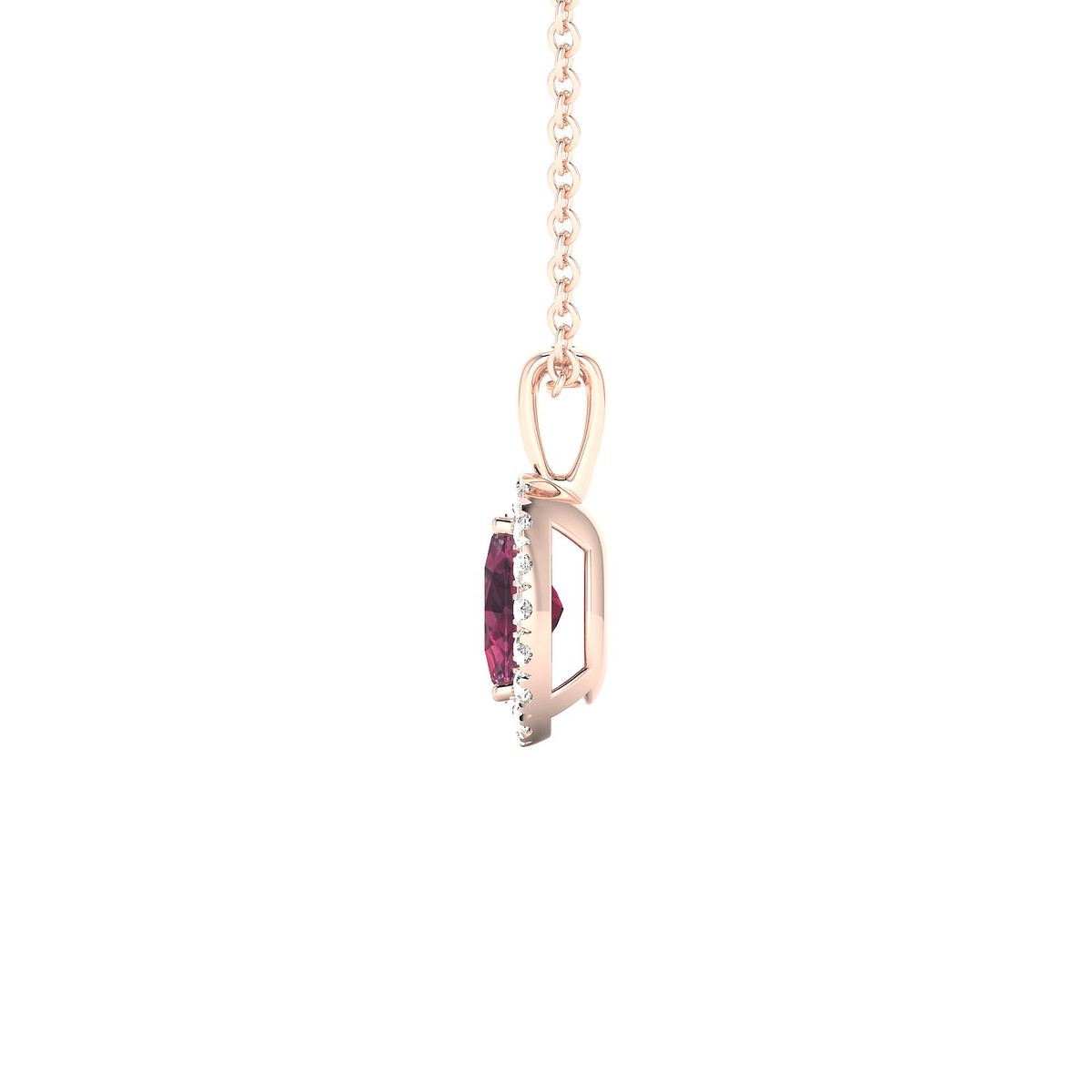 Solar | 18k Rose Gold 6 x 4 mm Oval Rhodolite Pendant