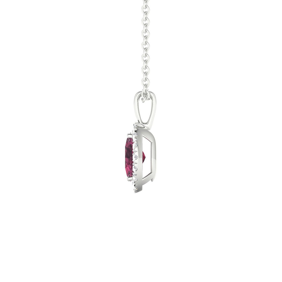 Solar | 18k White Gold 6 x 4 mm Oval Rhodolite Pendant