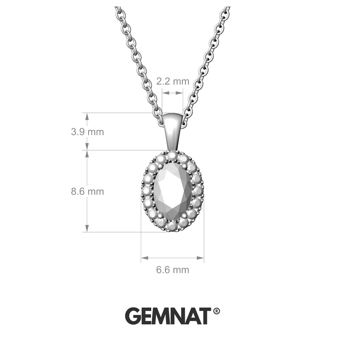 Solar | 18k White Gold 6 x 4 mm Oval Ruby Pendant