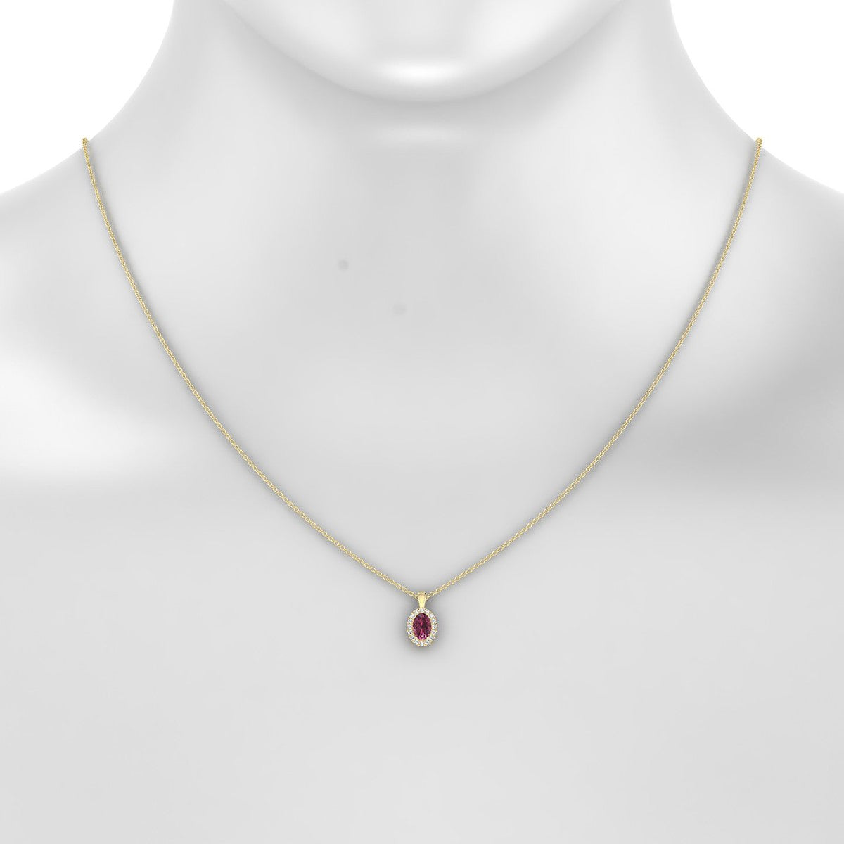 Solar | 18k Yellow Gold 6 x 4 mm Oval Rhodolite Pendant